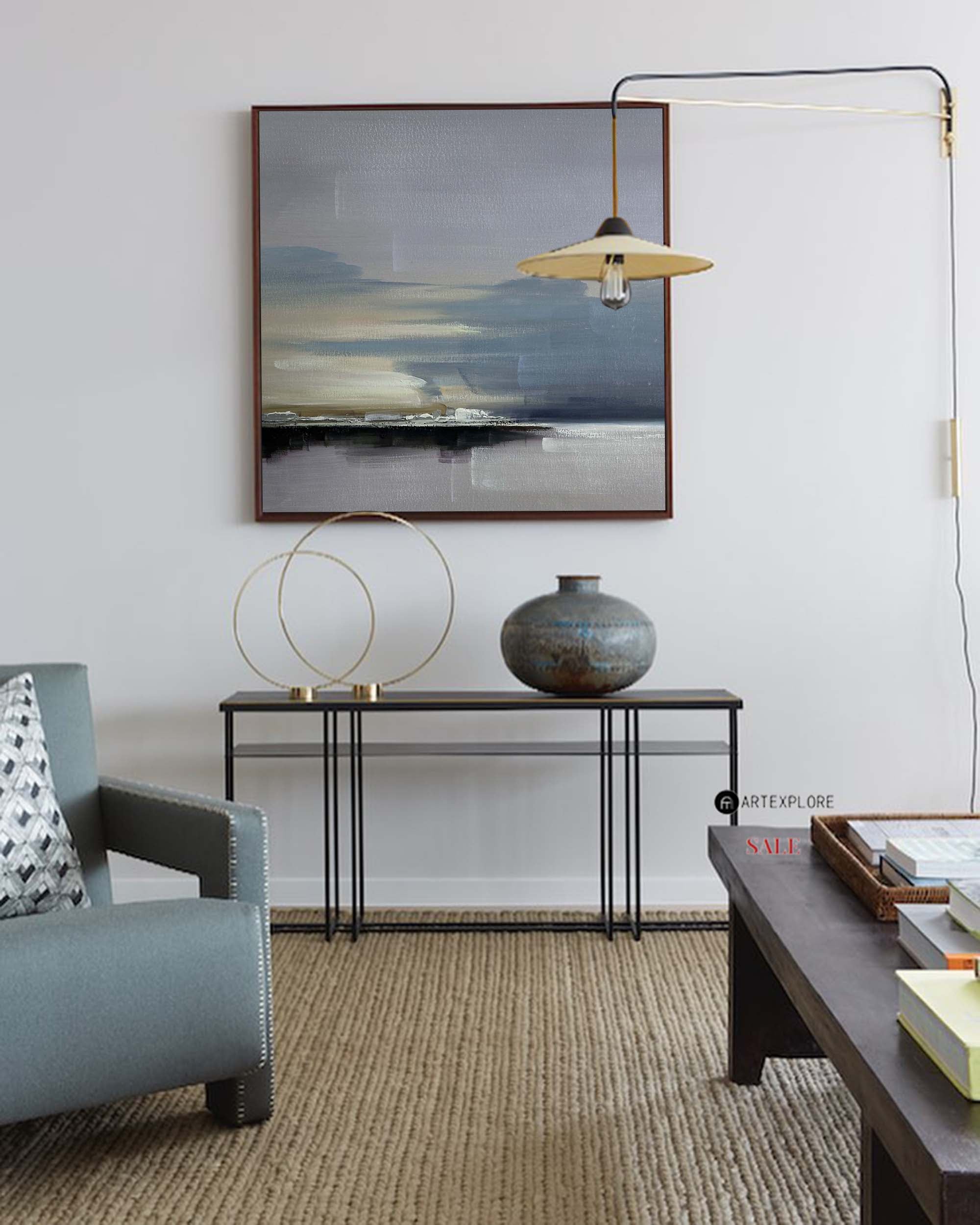 Klee Style Muted Coastal Landscape Canvas Art