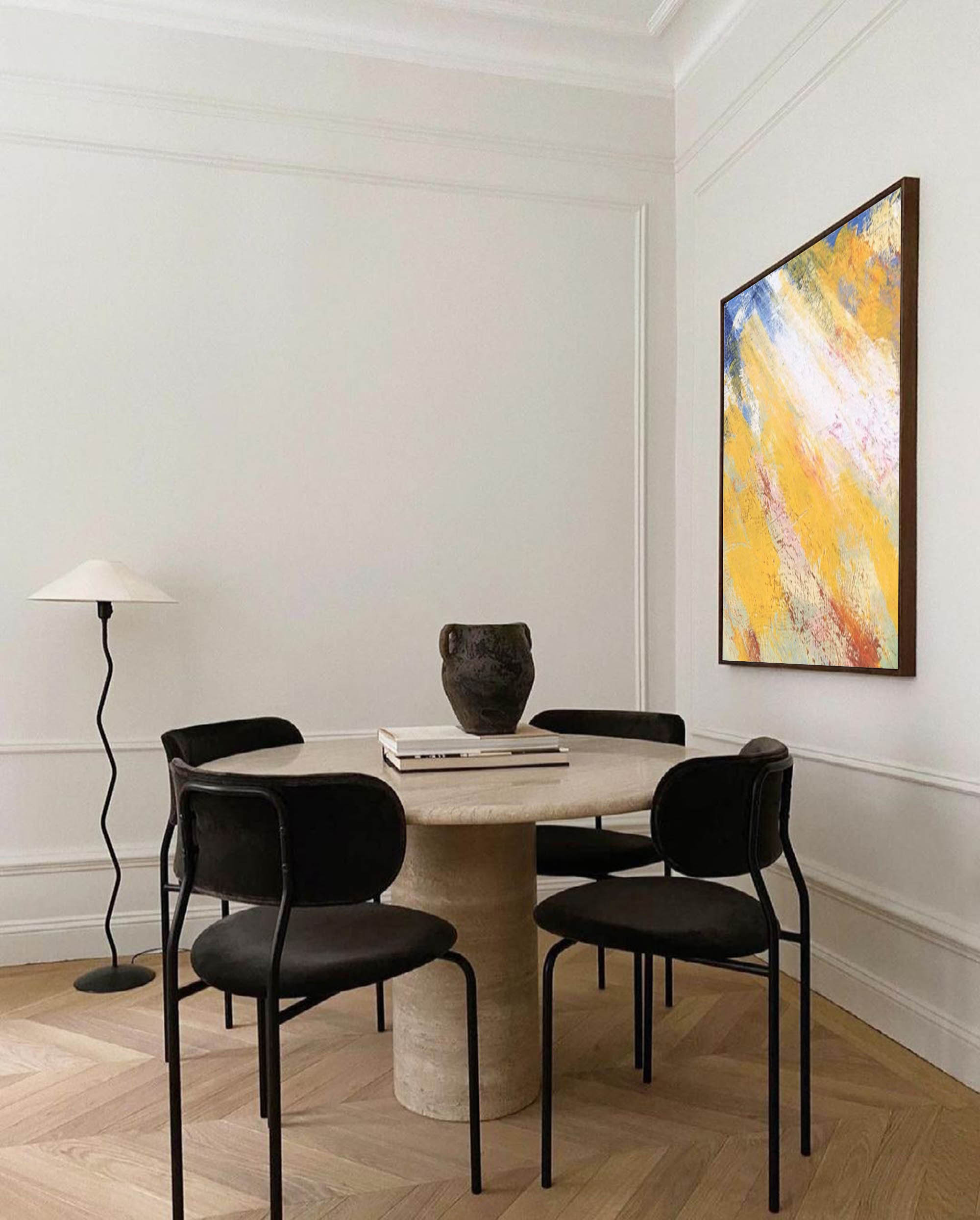 Sunlit Yellow Abstract Canvas Wall Art