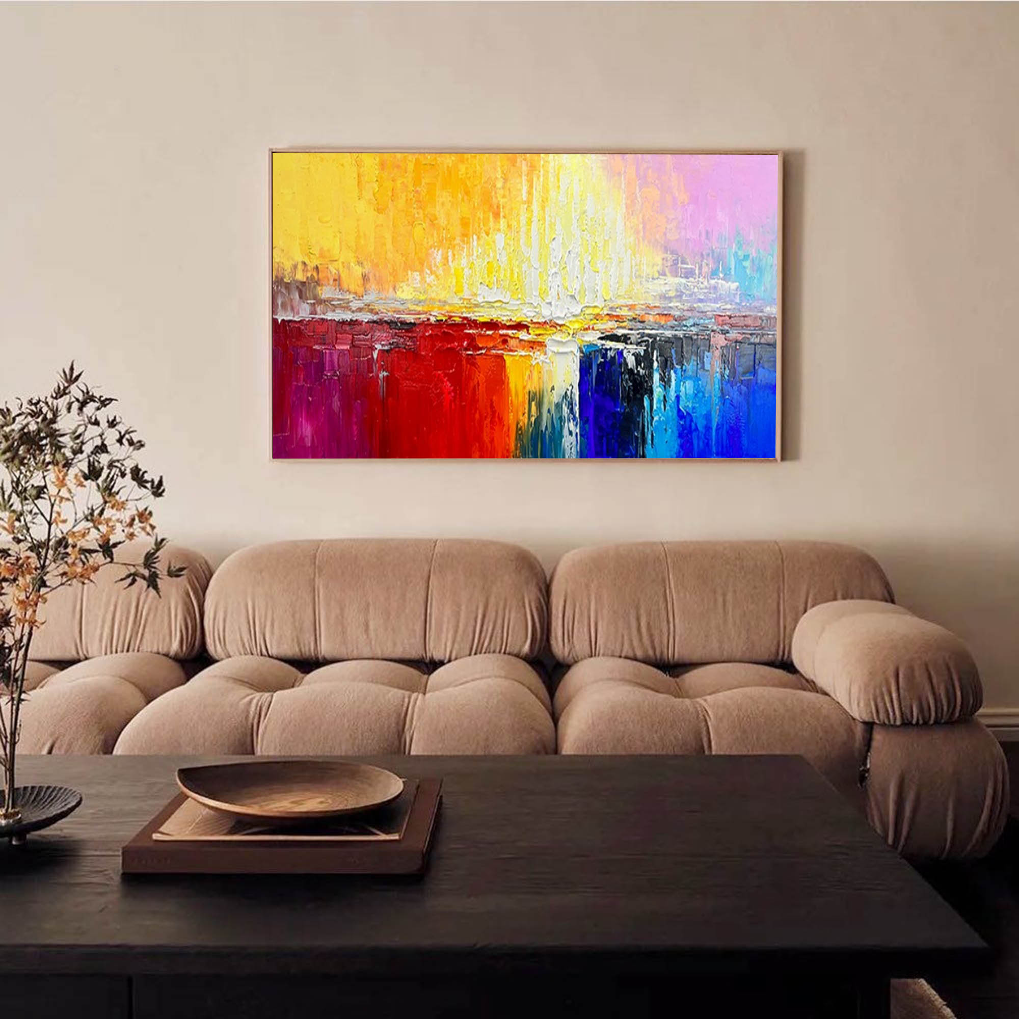 Wall Art Abstract Sunset Yellow Red Contemporary