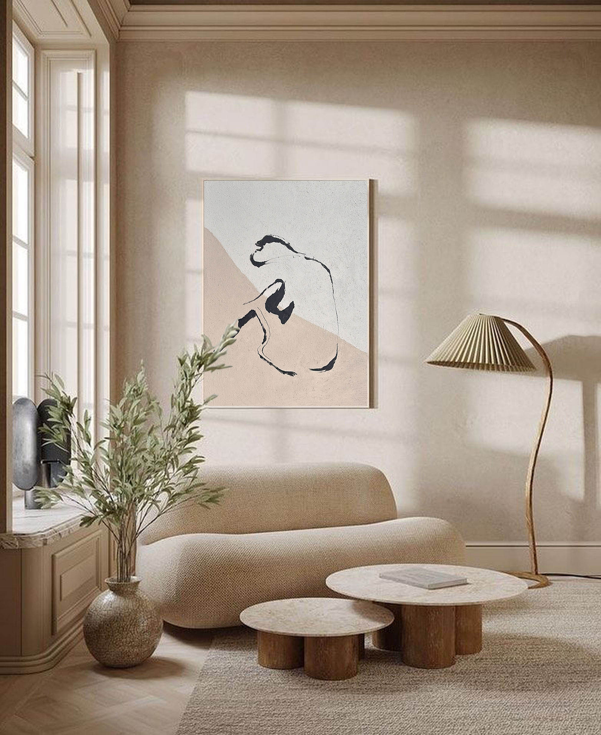 Minimalist Seated Figure Oil Painting