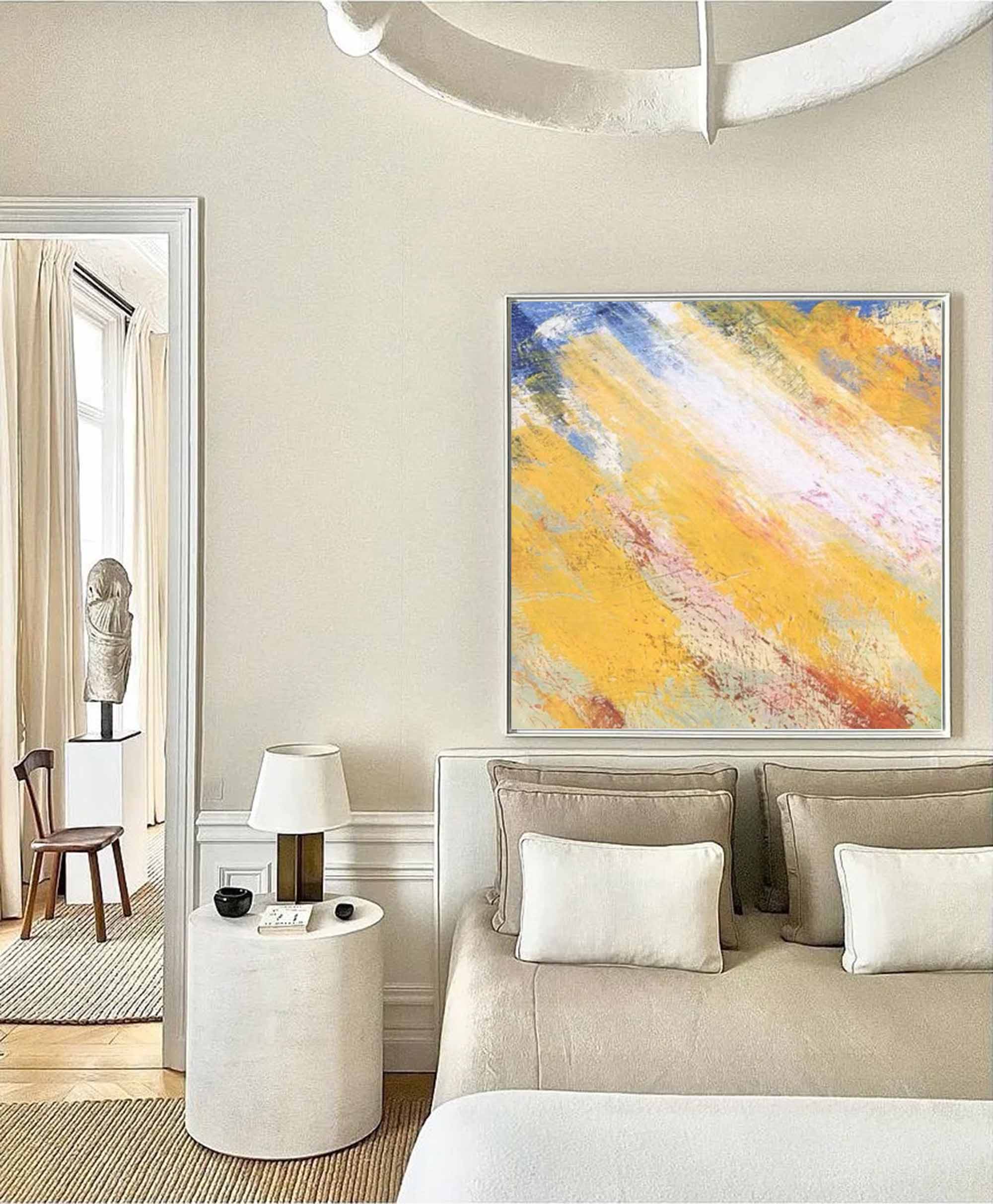 Sunlit Yellow Abstract Canvas Wall Art