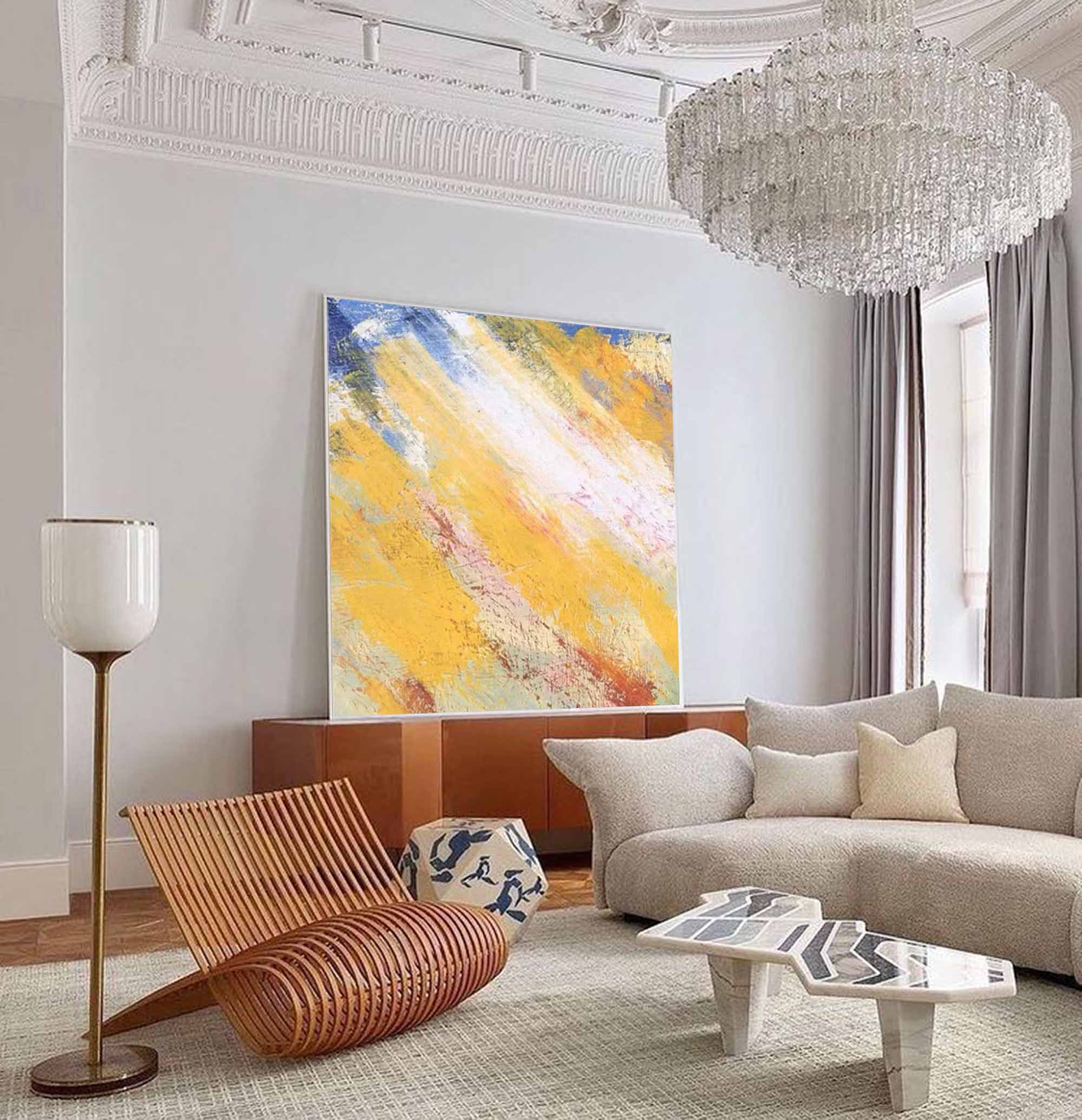 Sunlit Yellow Abstract Canvas Wall Art