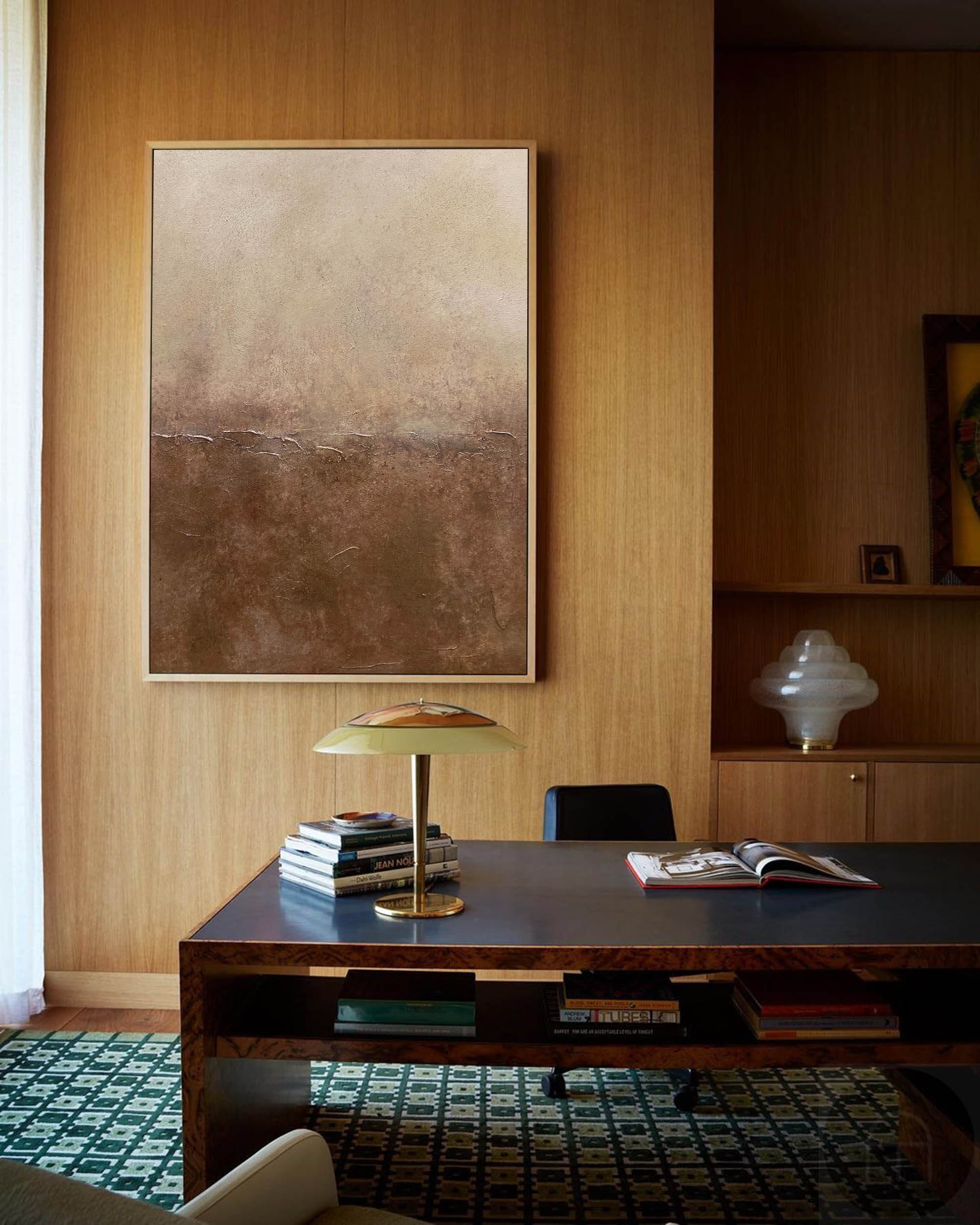 Bronze‑Beige Tall Gradient‑Tone Layered‑Textured Artwork