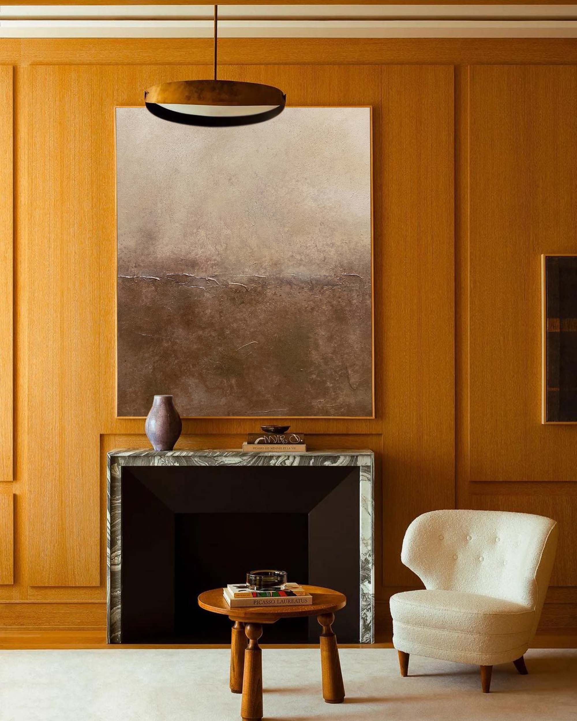 Bronze‑Beige Tall Gradient‑Tone Layered‑Textured Artwork