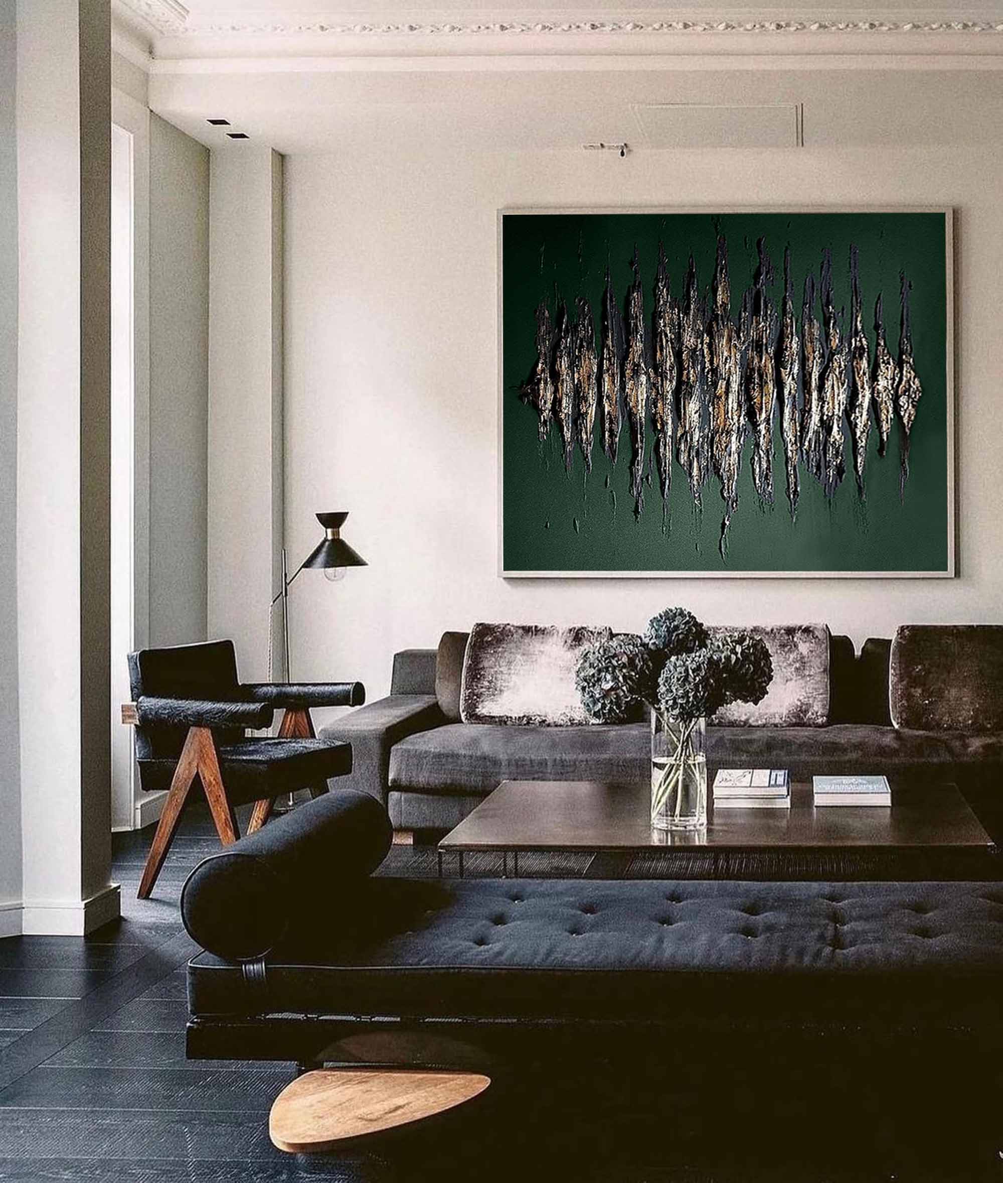 Wall Art Metallic Feather Array