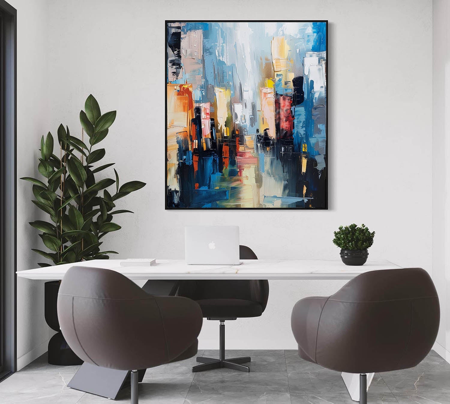 Abstract Cityscape Oil Painting