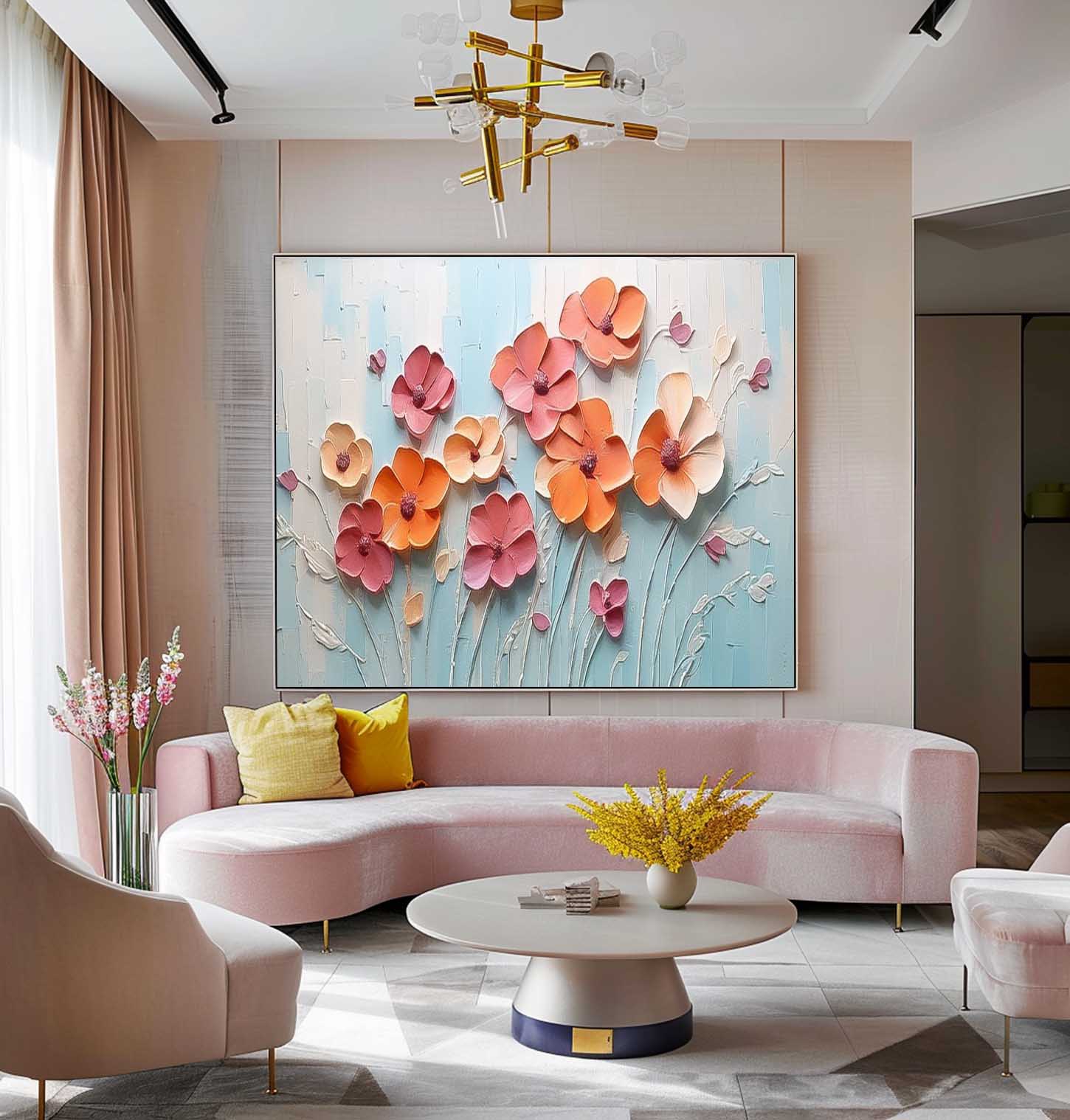 Wall Art Impasto Flower Contemporary Modern