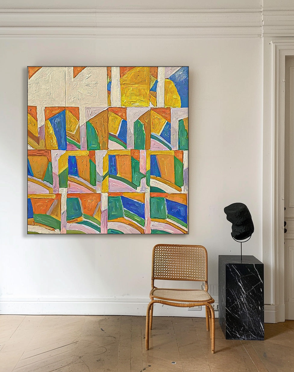 Wall Art Abstract Maximalist Color Block Grid