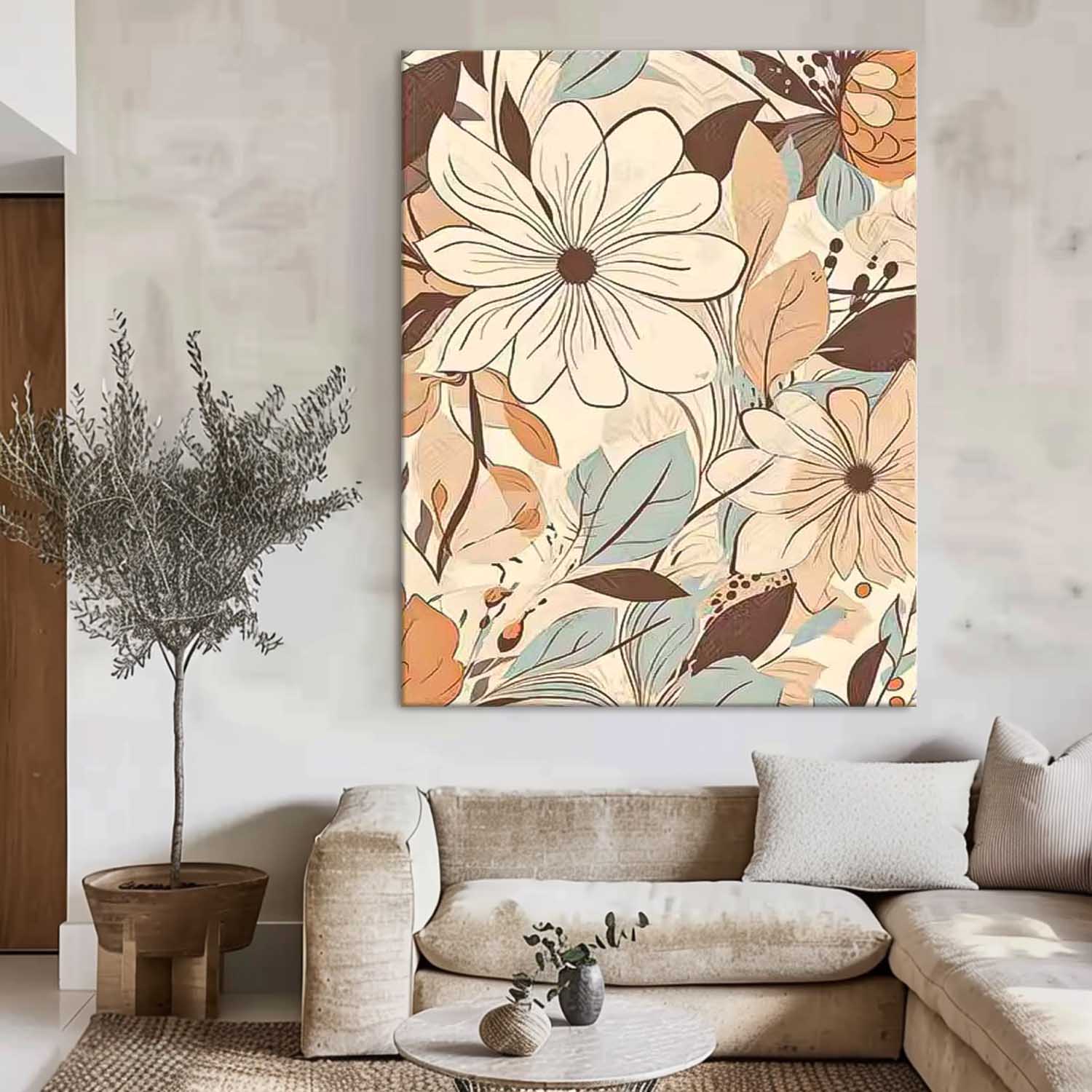 Wall Art Flower Bohemian Clean Line Modern Cozy