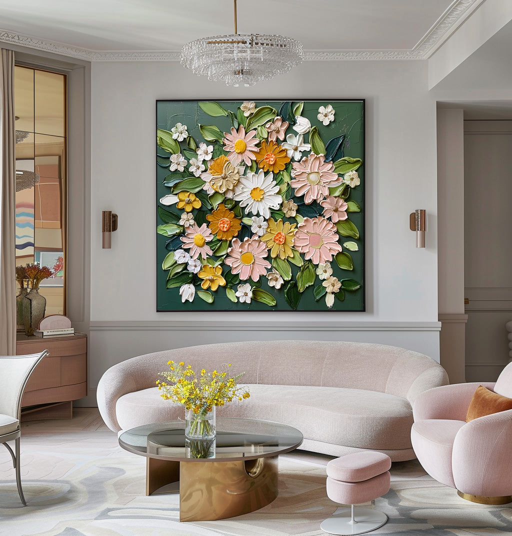 Wall Art Elegant Botanical Flower Impasto Vibrant