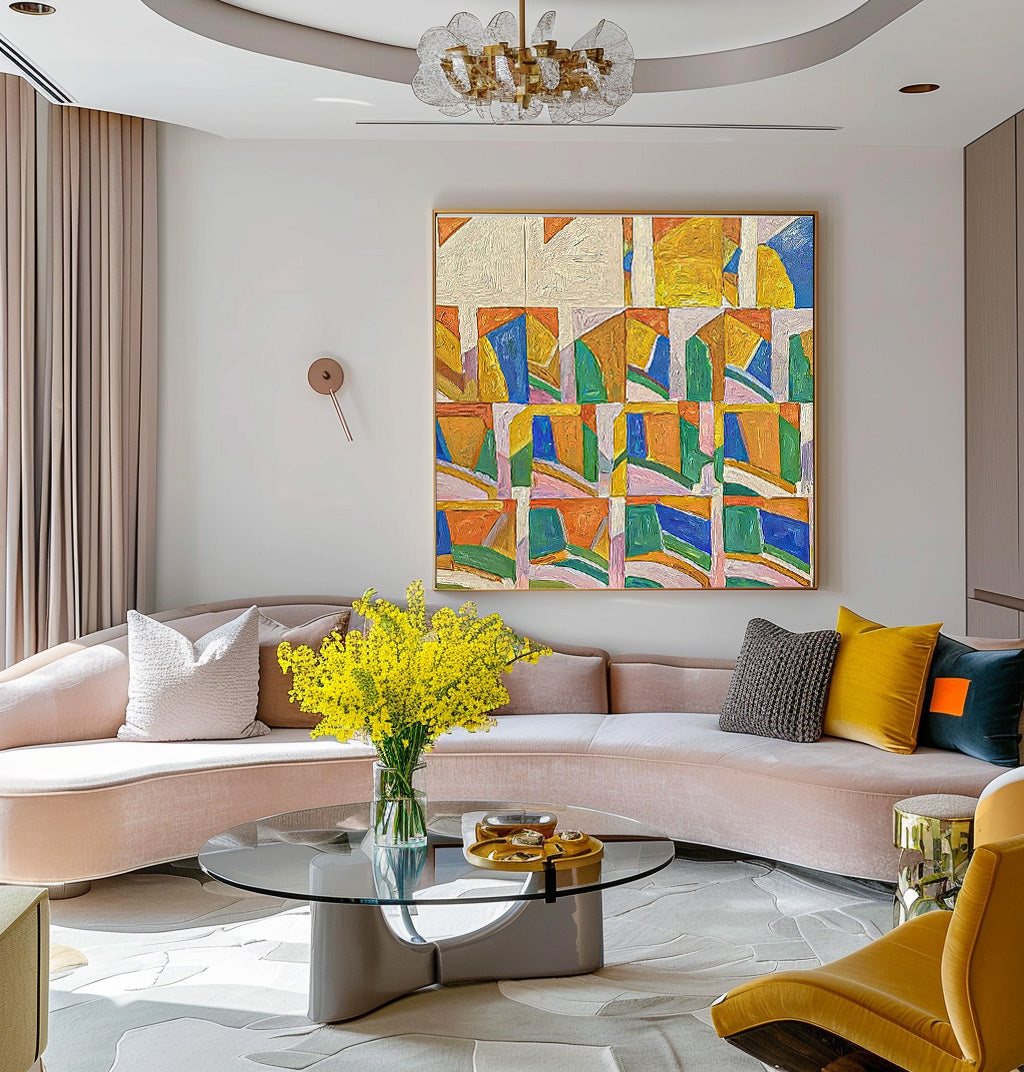 Wall Art Abstract Maximalist Color Block Grid