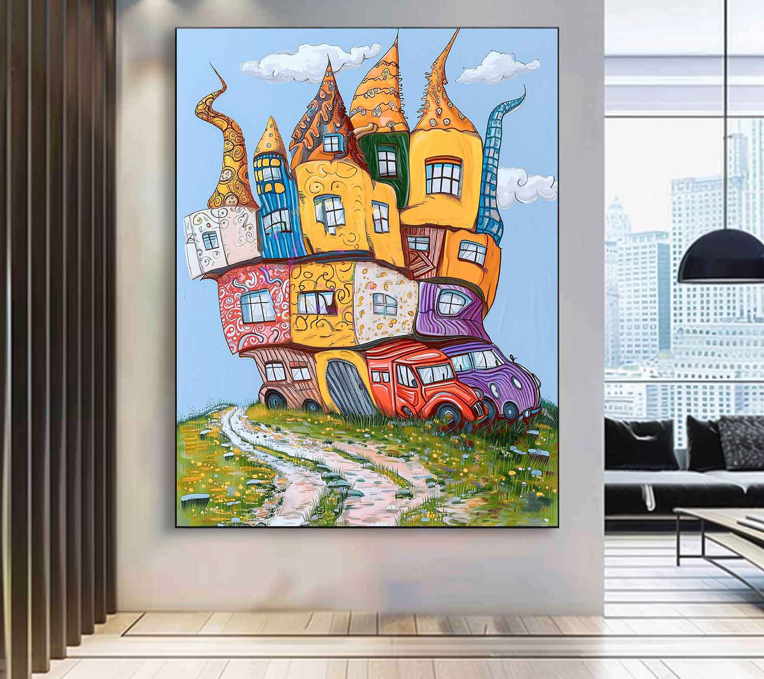 Wall Art Architecture Surreal Whimsical House Playful