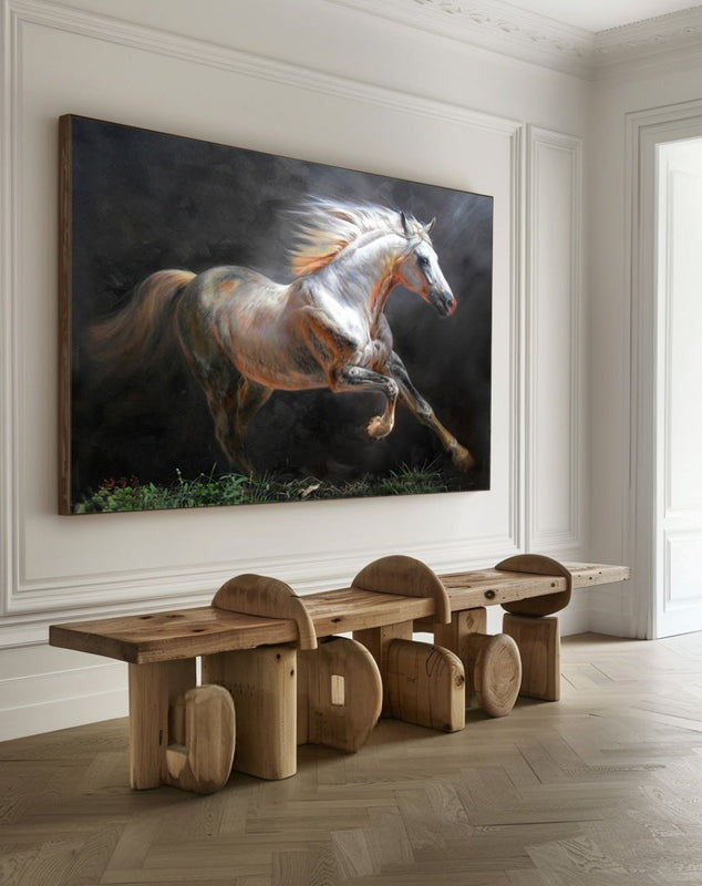 Running White Horse Painting