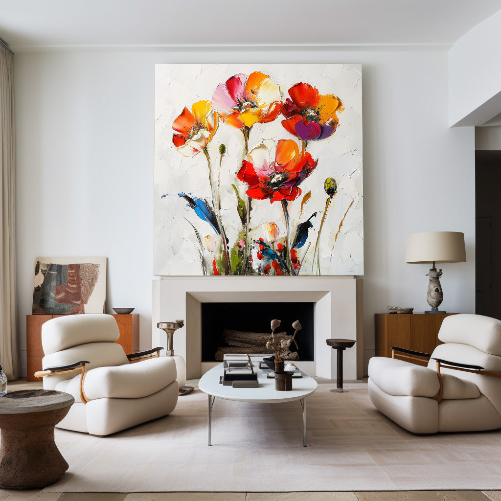Colorful Poppy Flower Abstract Painting