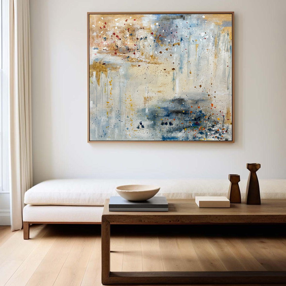 Blue Beige Abstract Textured Painting