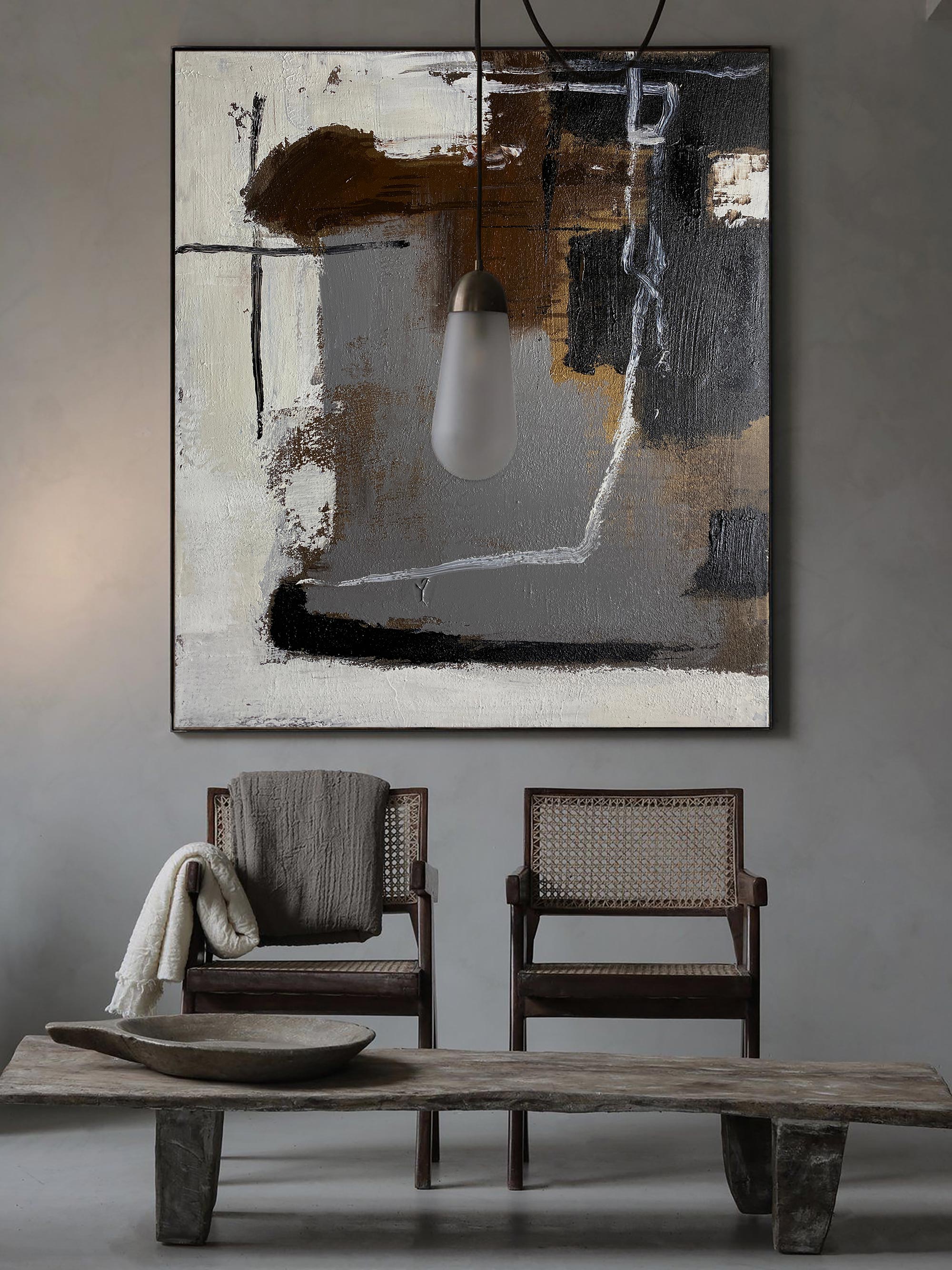 Black And Brown Abstract Painting ABAV191 - Neutralighting