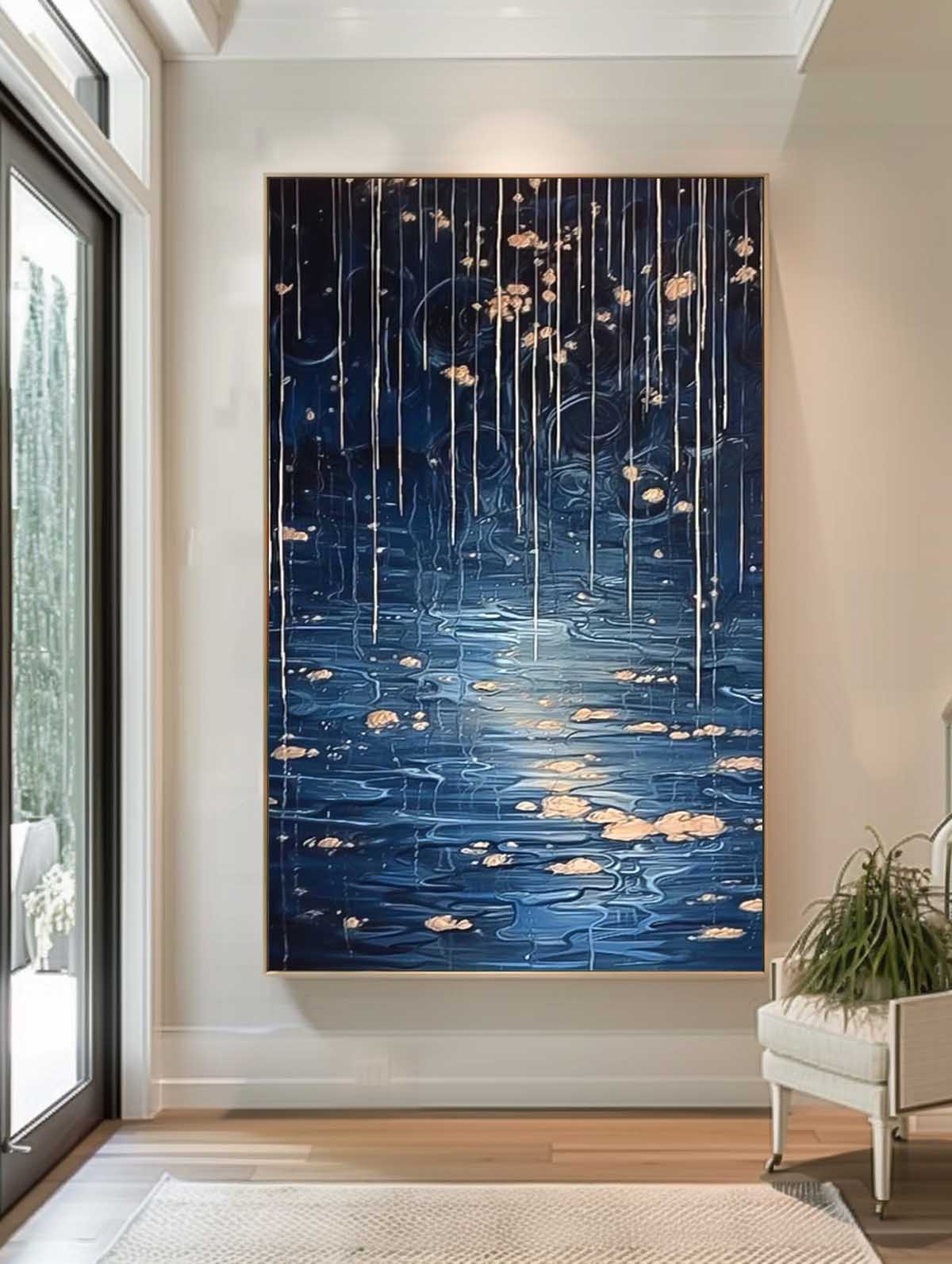Wall Art Impasto Abstract Night Dreamy Waterfall