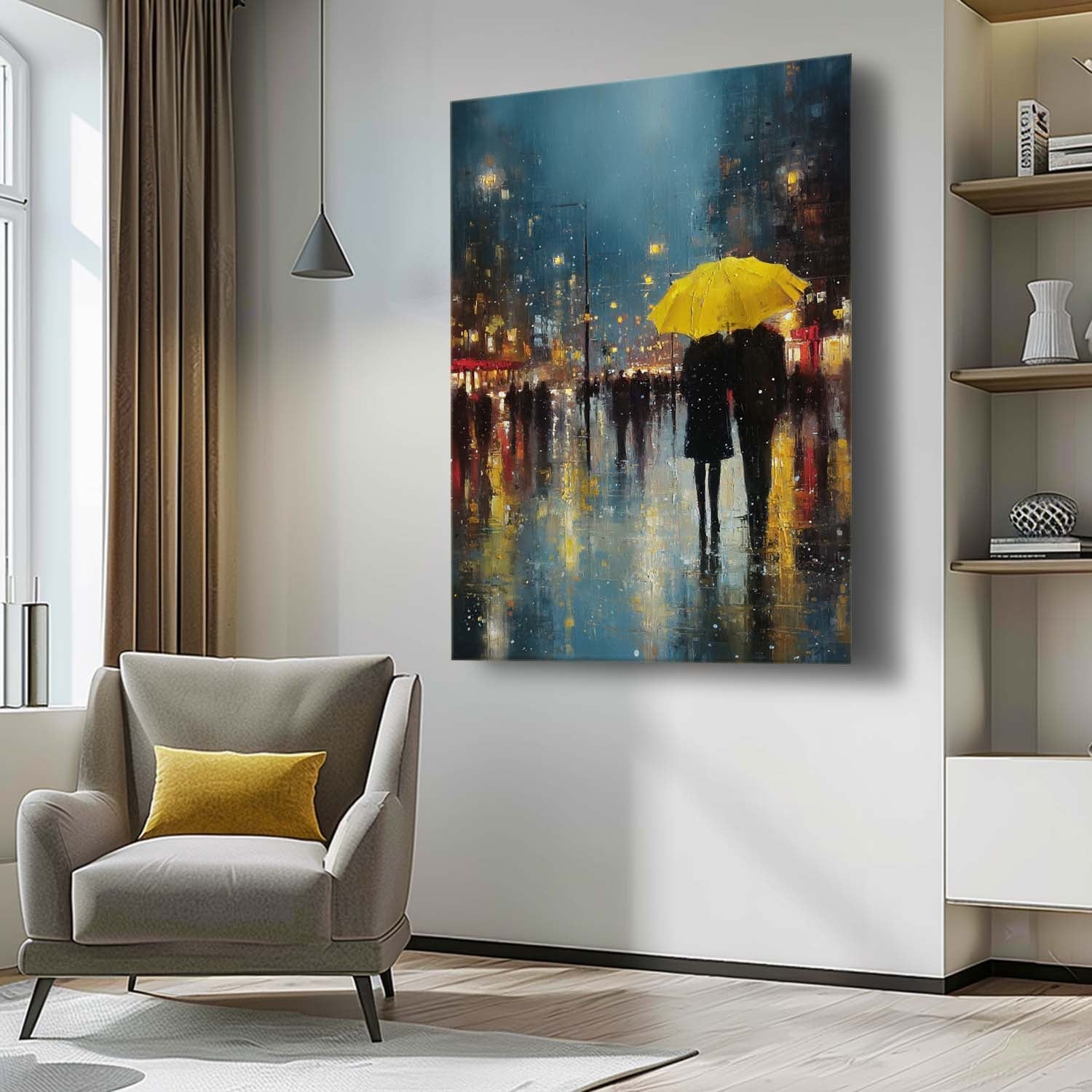 Wall Art People Romantic Rainy City Lyrical