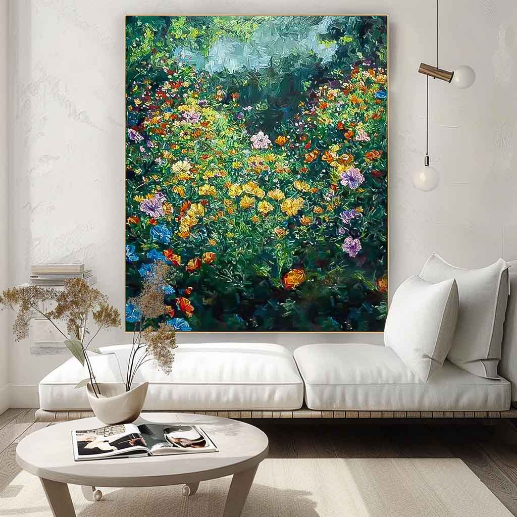 Lush Wildflower Garden Abstract Wall Art