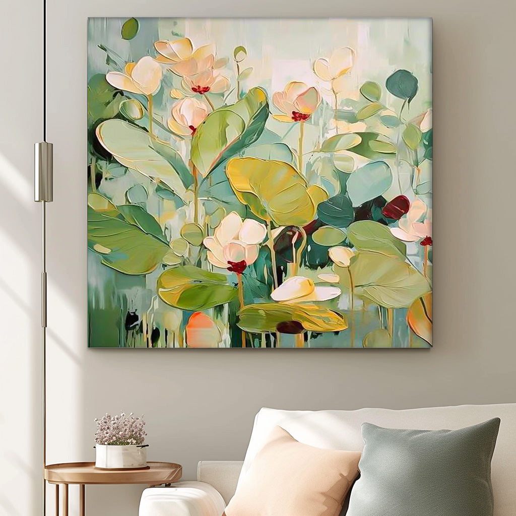 Wall Art Gentle Lotus Flower Large Leaf Botanical