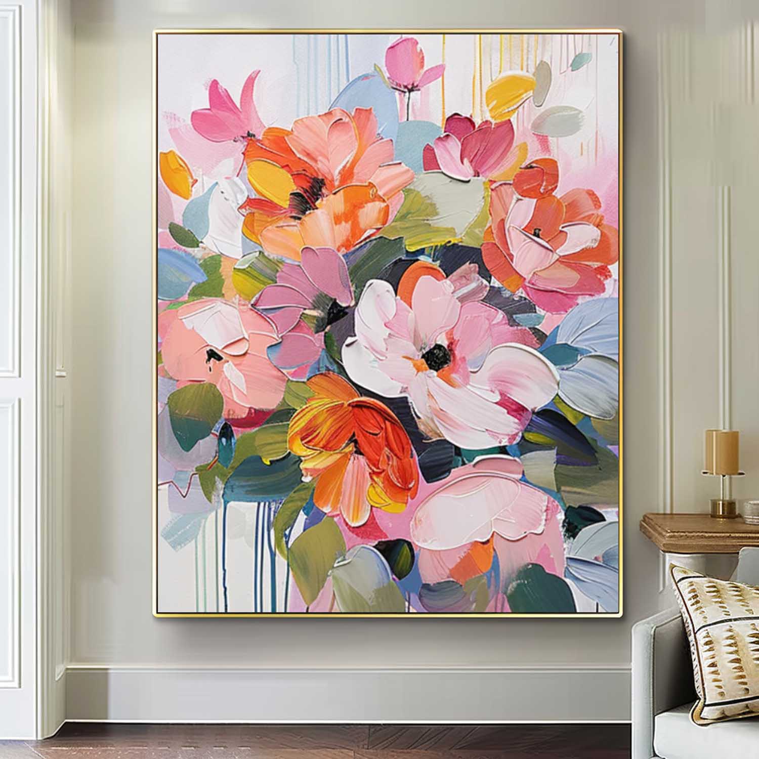 Rich‑Hue Textured Spring Floral Wall Art