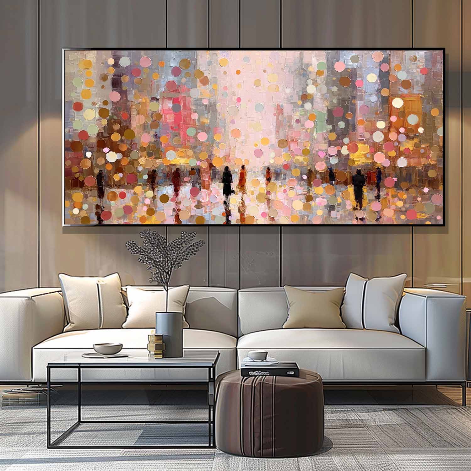 Wall Art People Bokeh City Street Silhouette