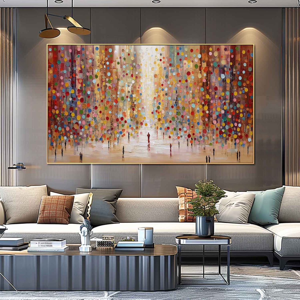 Wall Art People Pointillist Bokeh Cityscape