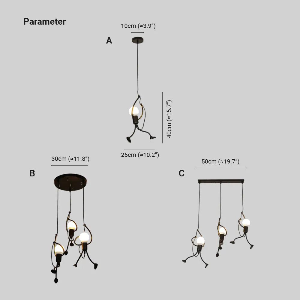 Miro Retro Modern Iron Man Pendant Light, Black - Neutralighting