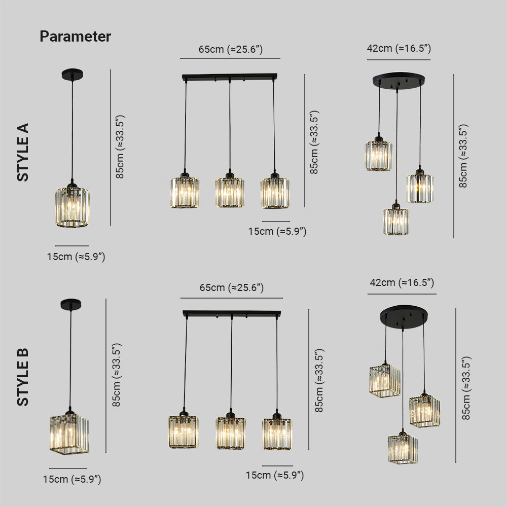 Vina Modern Cluster Cylinder Glass Pendant Light, Black/Gold - Neutralighting