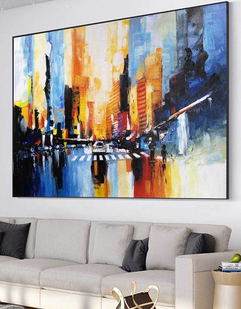Vibrant Abstract City Lights Framed Wall Art