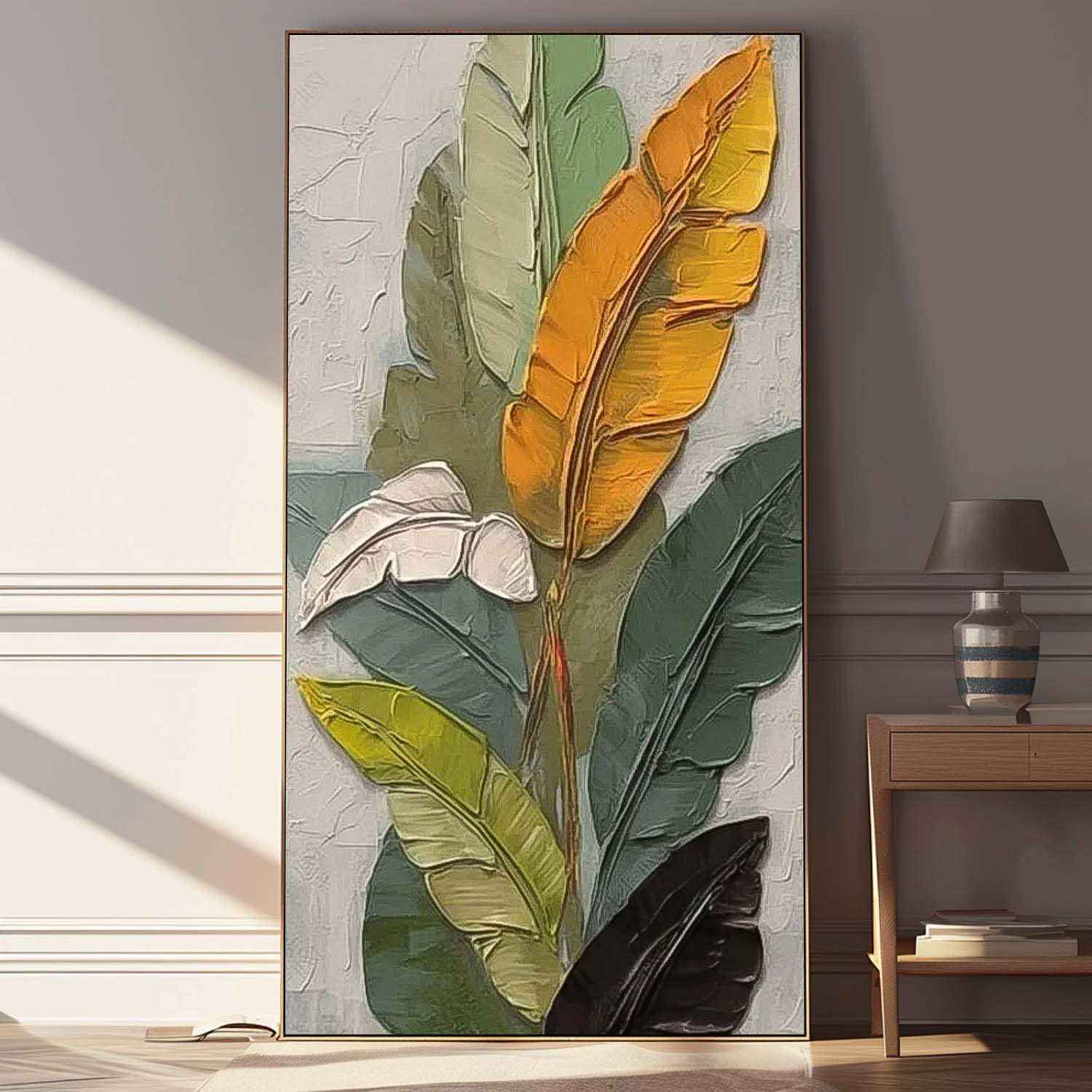 Wall Art Impasto Tropical Banana Leaf
