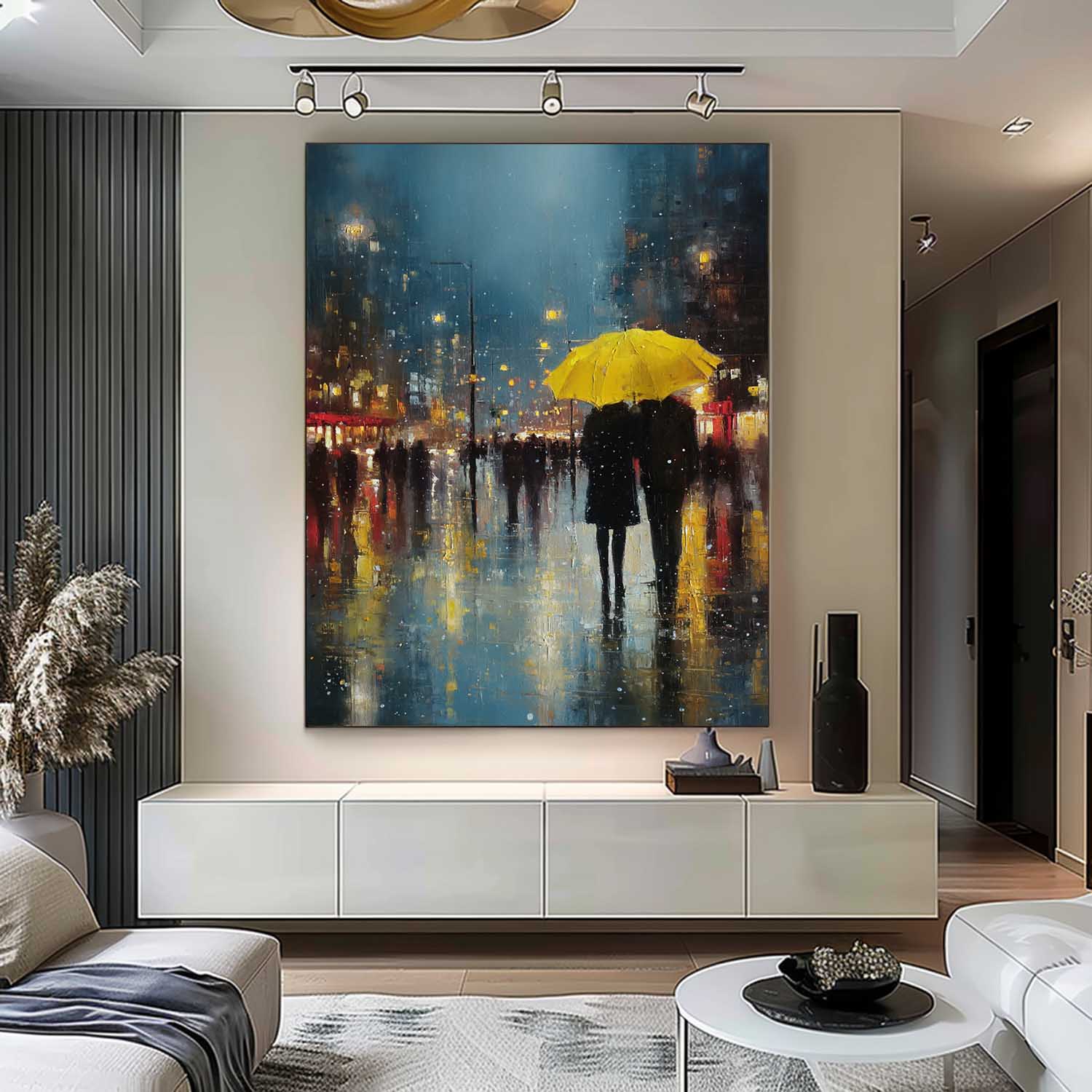 Wall Art People Romantic Rainy City Lyrical