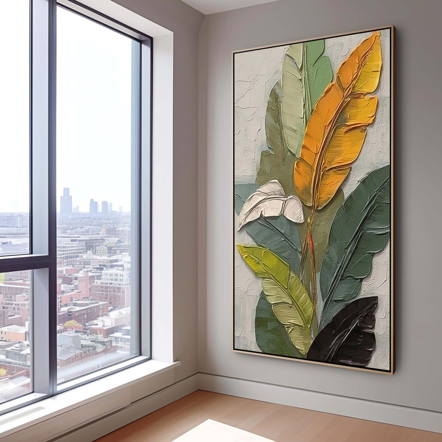 Wall Art Impasto Tropical Banana Leaf