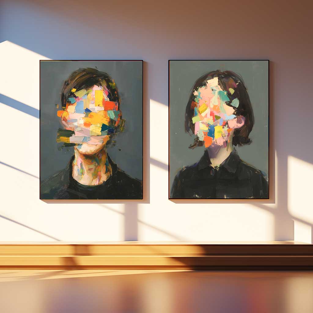 Wall Art Impasto People Color Block Soft