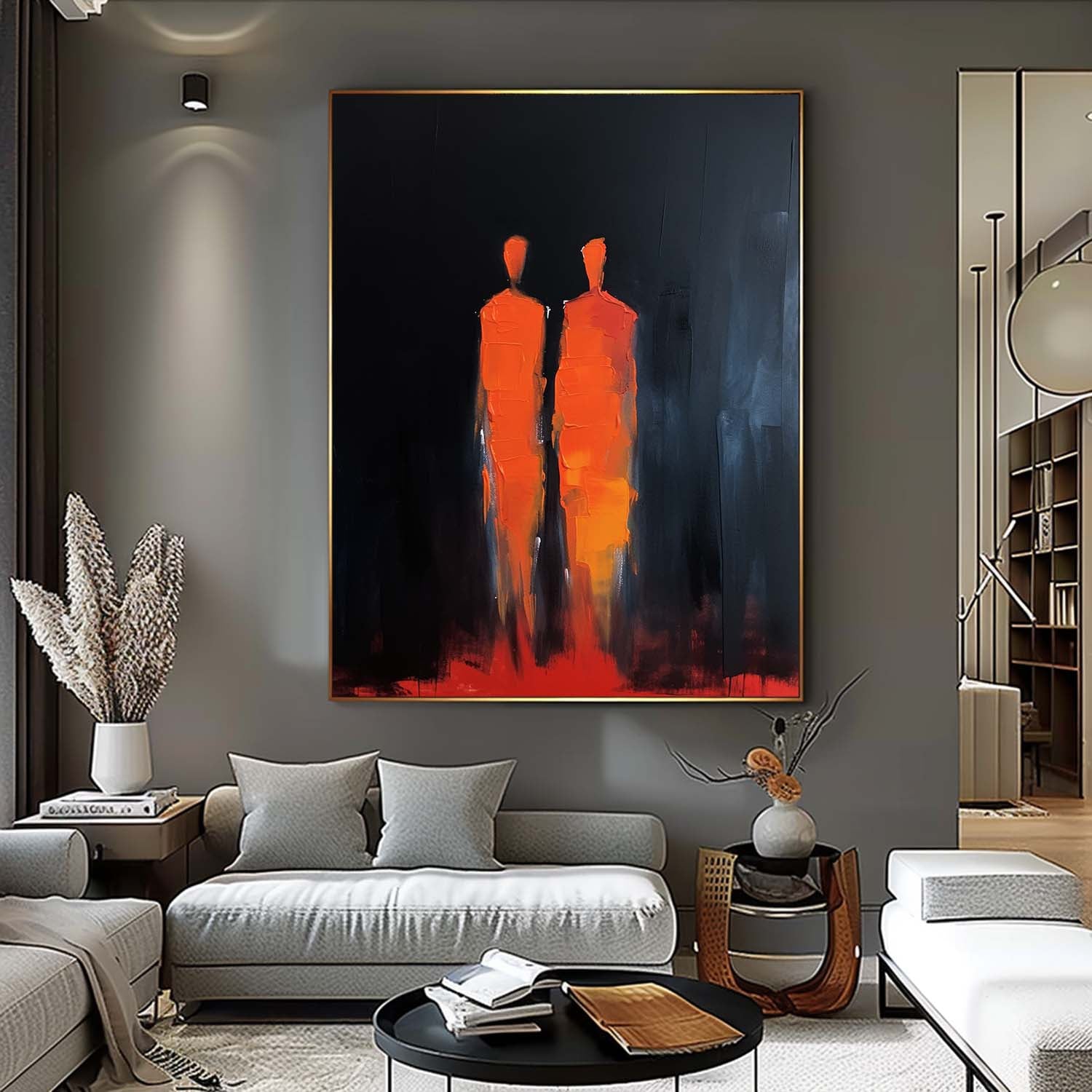 Wall Art Impasto People Silhouette Modern Abstract