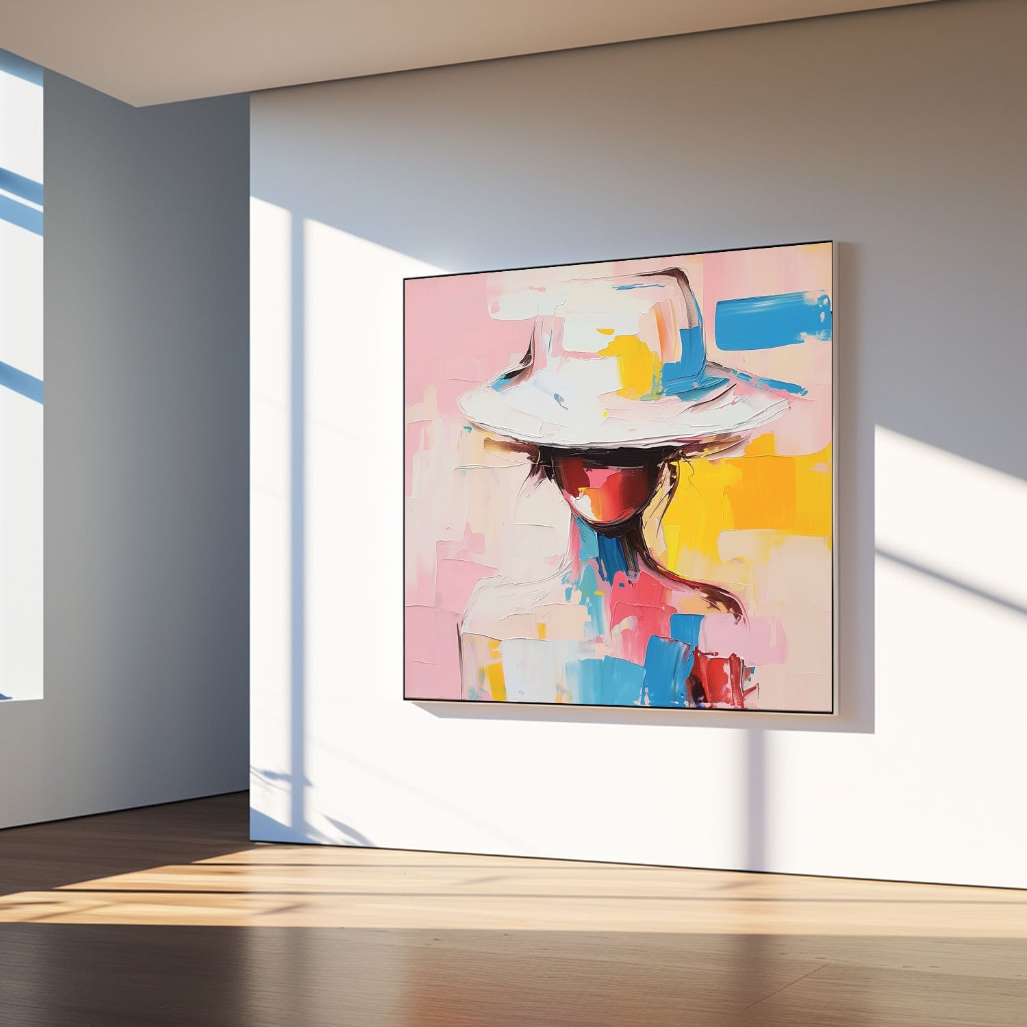 Wall Art Portrait Woman Wide Brim Hat