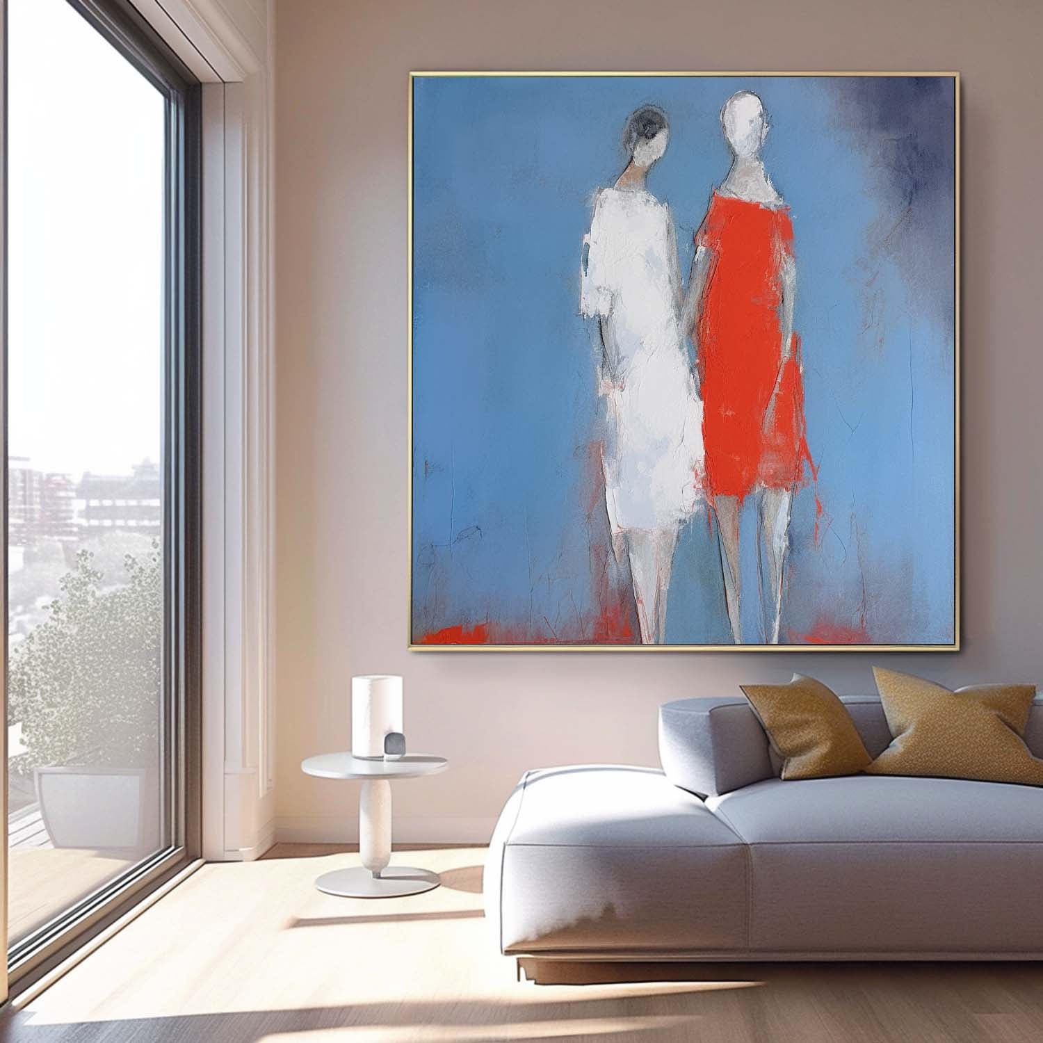 Wall Art Impasto People Silhouette Moody