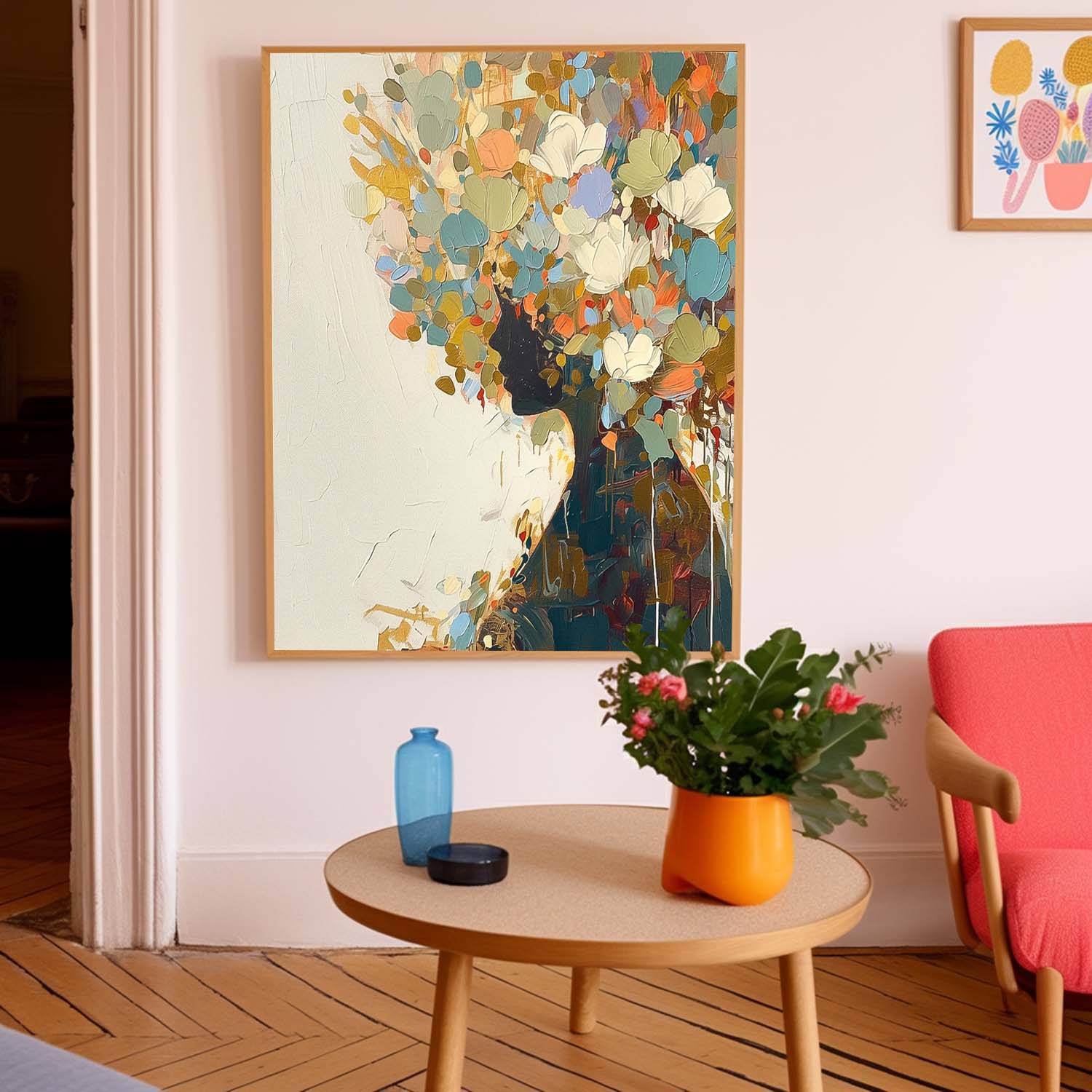 Wall Art People Dense Floral Vibrant Cheerful