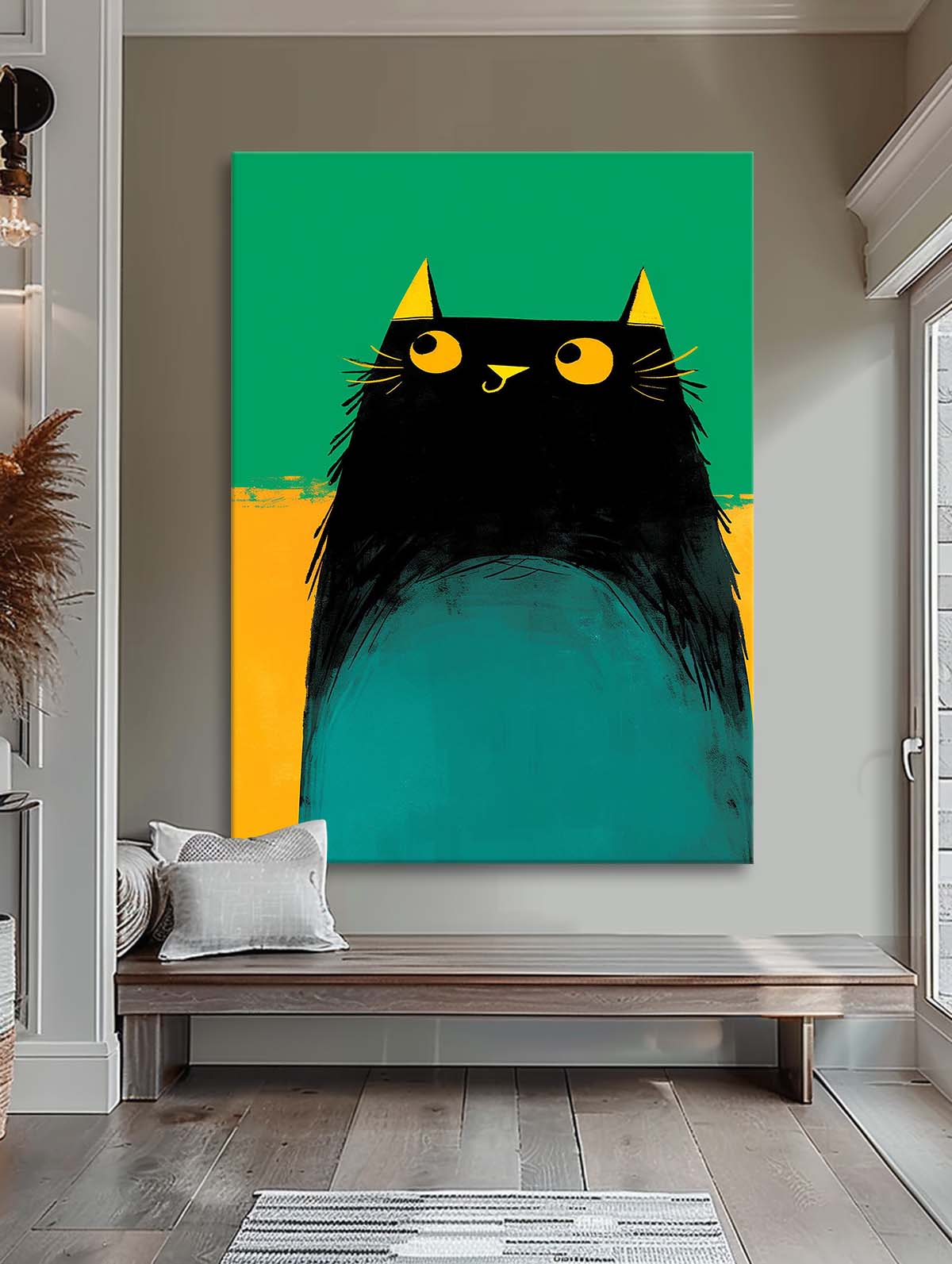 Wall Art Animal Cartoon Cat Painterly Cute