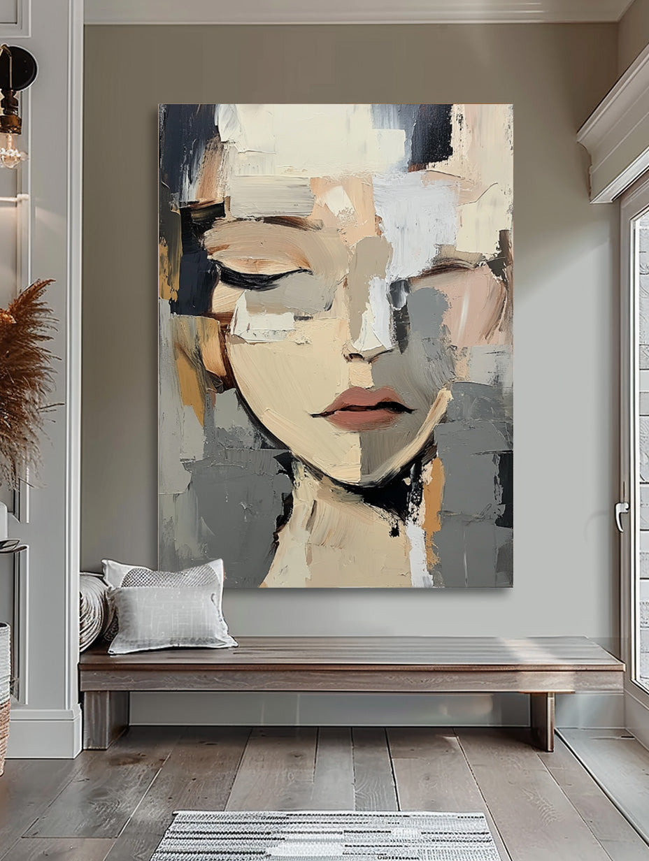Wall Art Abstract Closed Eye Female Portrait