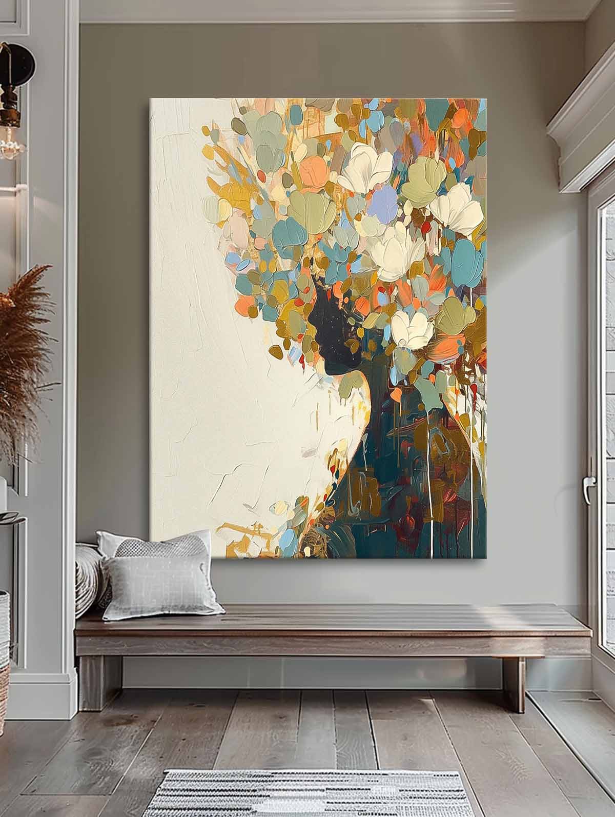 Wall Art People Dense Floral Vibrant Cheerful