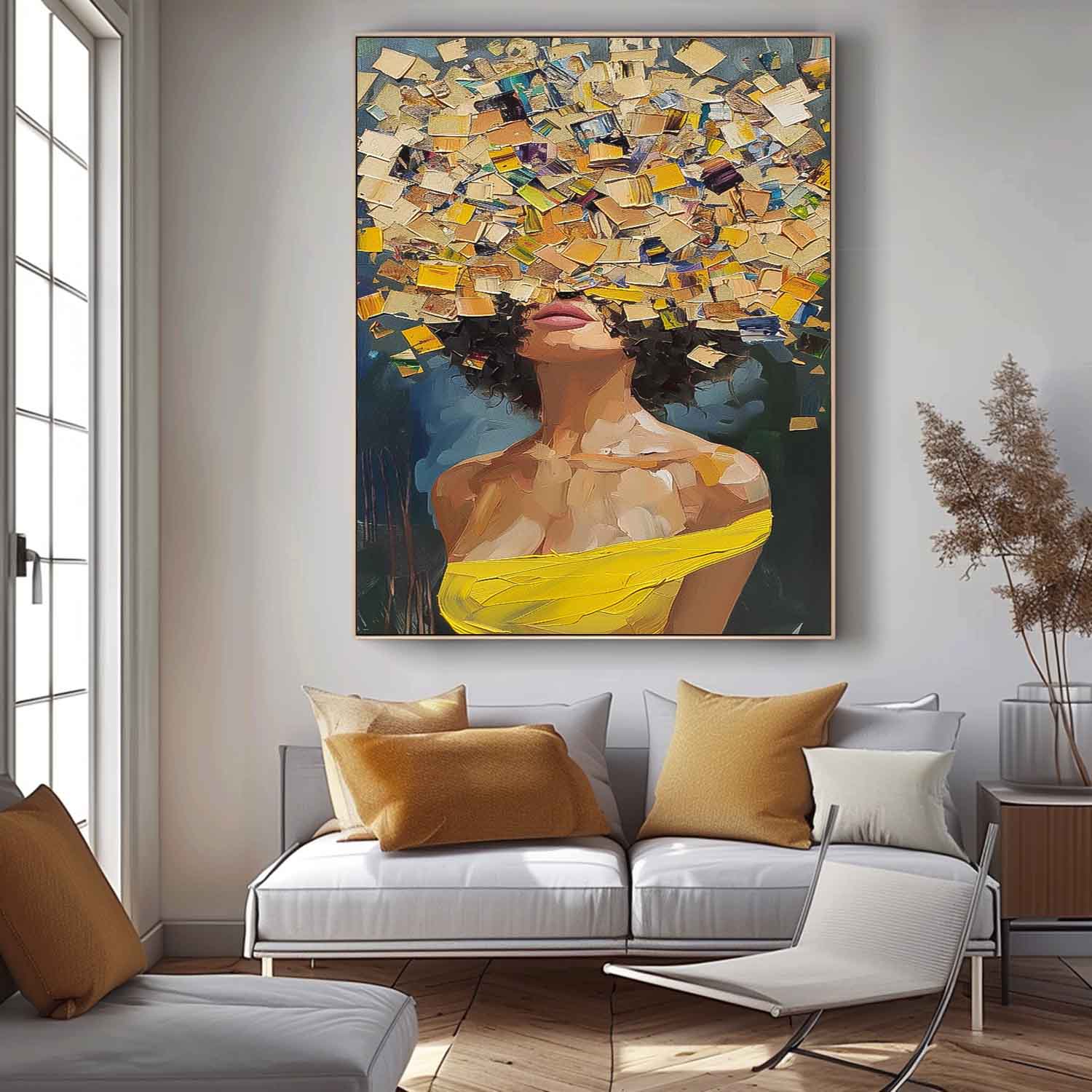 Abstract Woman Portrait Impasto Canvas Wall Art
