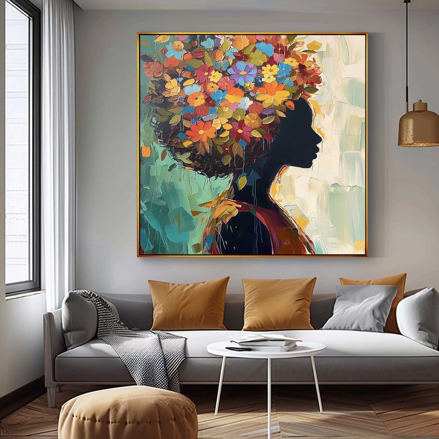 Wall Art People Dense Floral Scene Modern