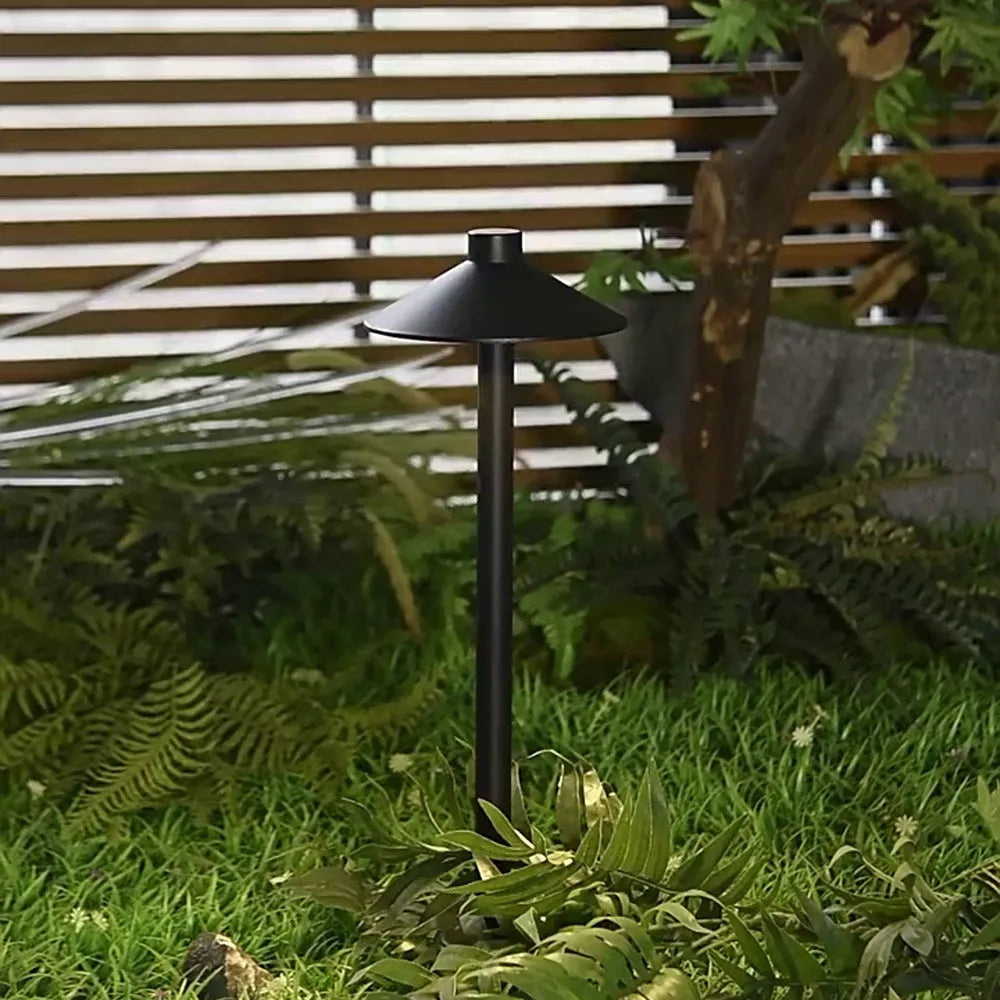 Drex Contemporary Metal Cap-Shaped Outdoor Path Light, Black - Neutralighting
