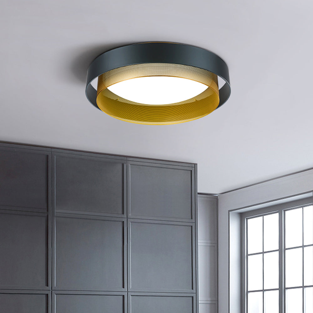 Arisha Modern Ring Metal/Acrylic Flush Mount Ceiling Light, White/Black - Neutralighting