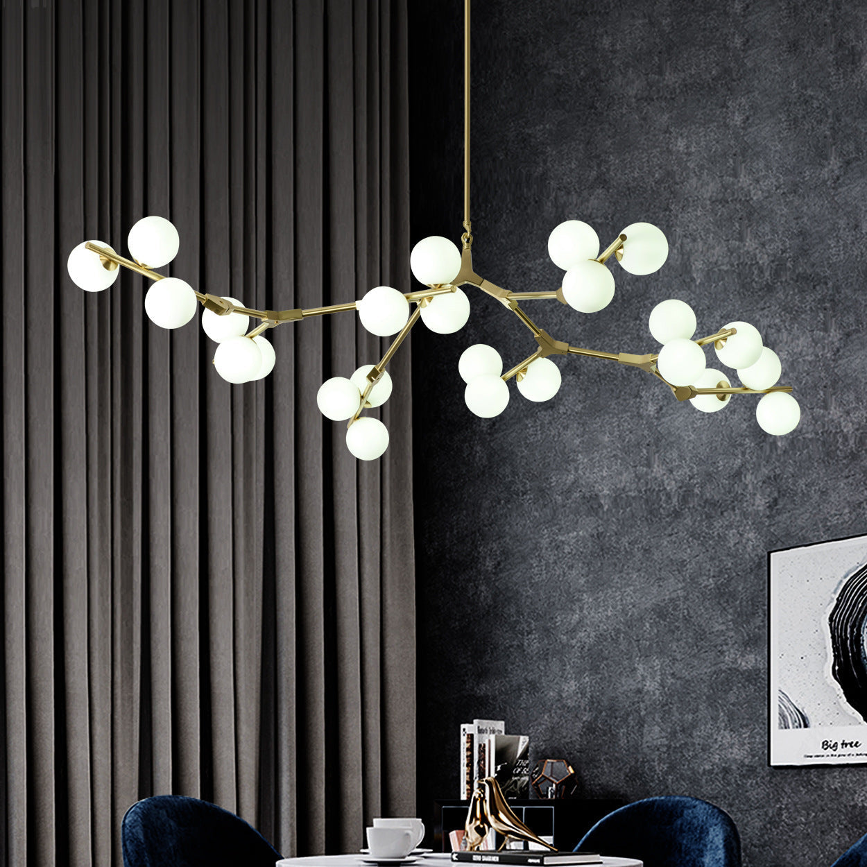 Valentina Modern LED chandelier Gold/Black Glass Living Room/Bedroom - Neutralighting