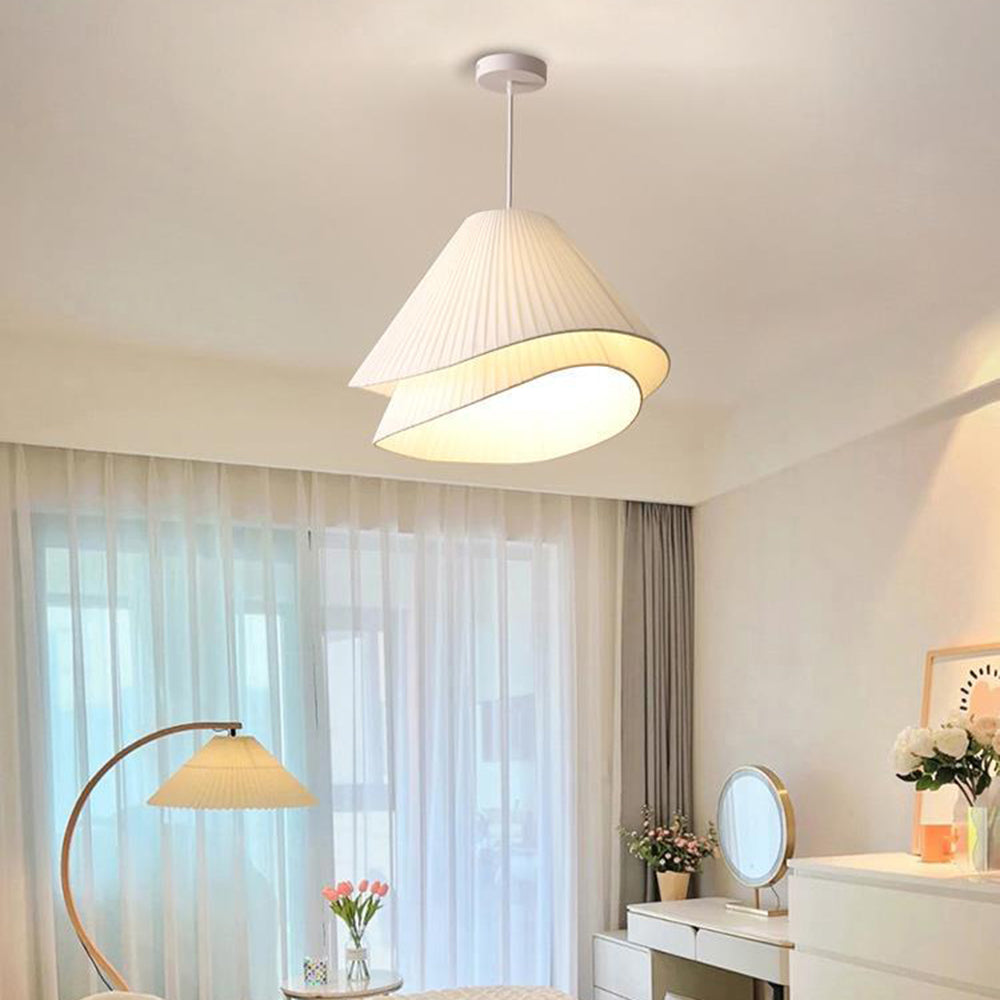 Ritta Minimalist Double Overlap Fabric LED Pendant Light, White - Neutralighting