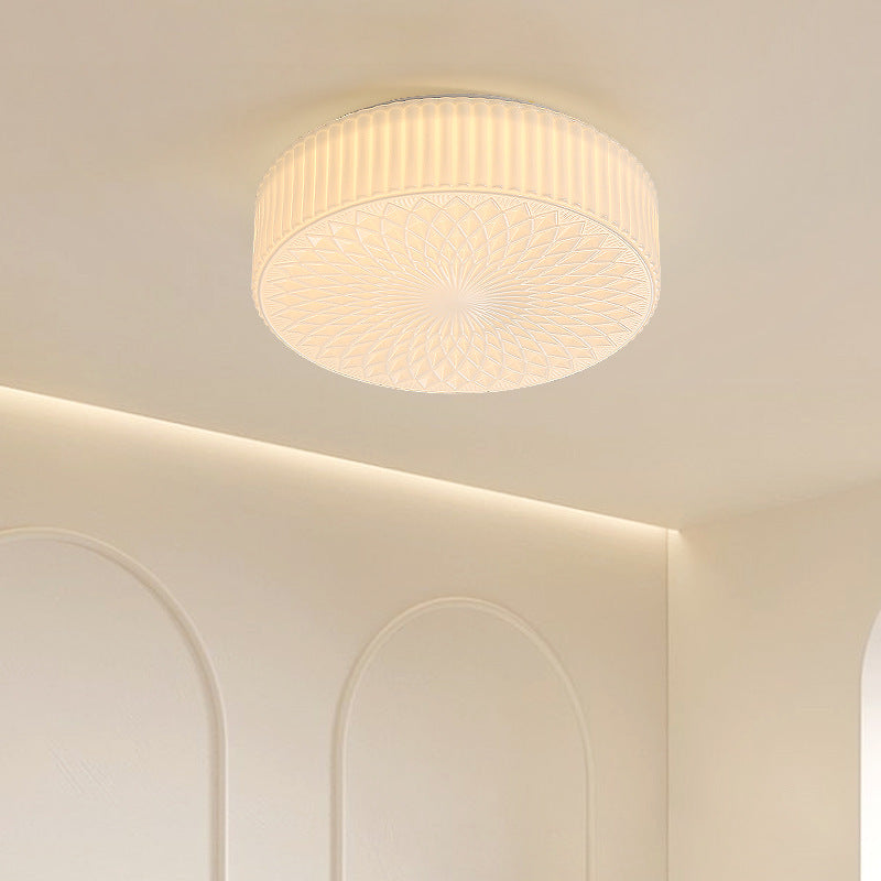 Valentina Modern Cream LED Flush Mount Ceiling Light Glass Study Bedroom - Neutralighting