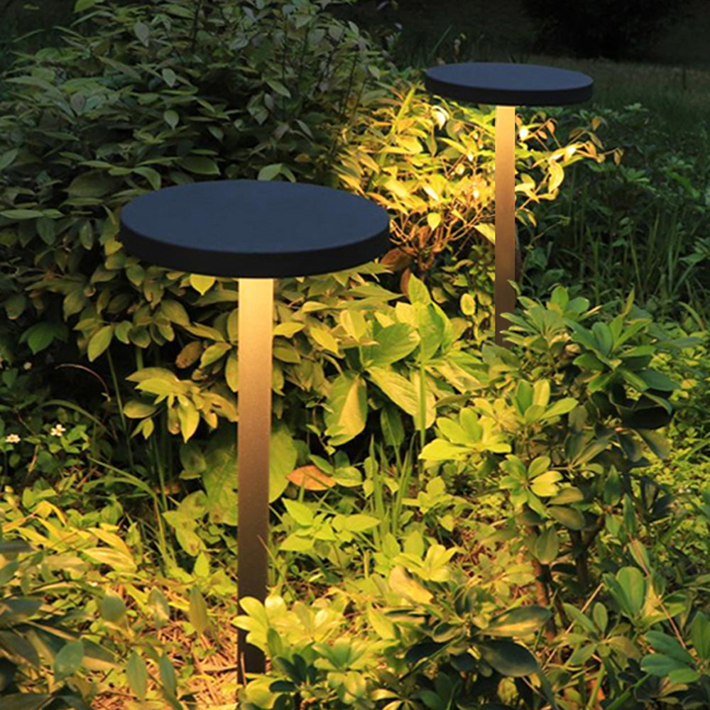 Ray Modern Metal Frisbee Shaped Lampholder Outdoor Path Light, Black - Neutralighting