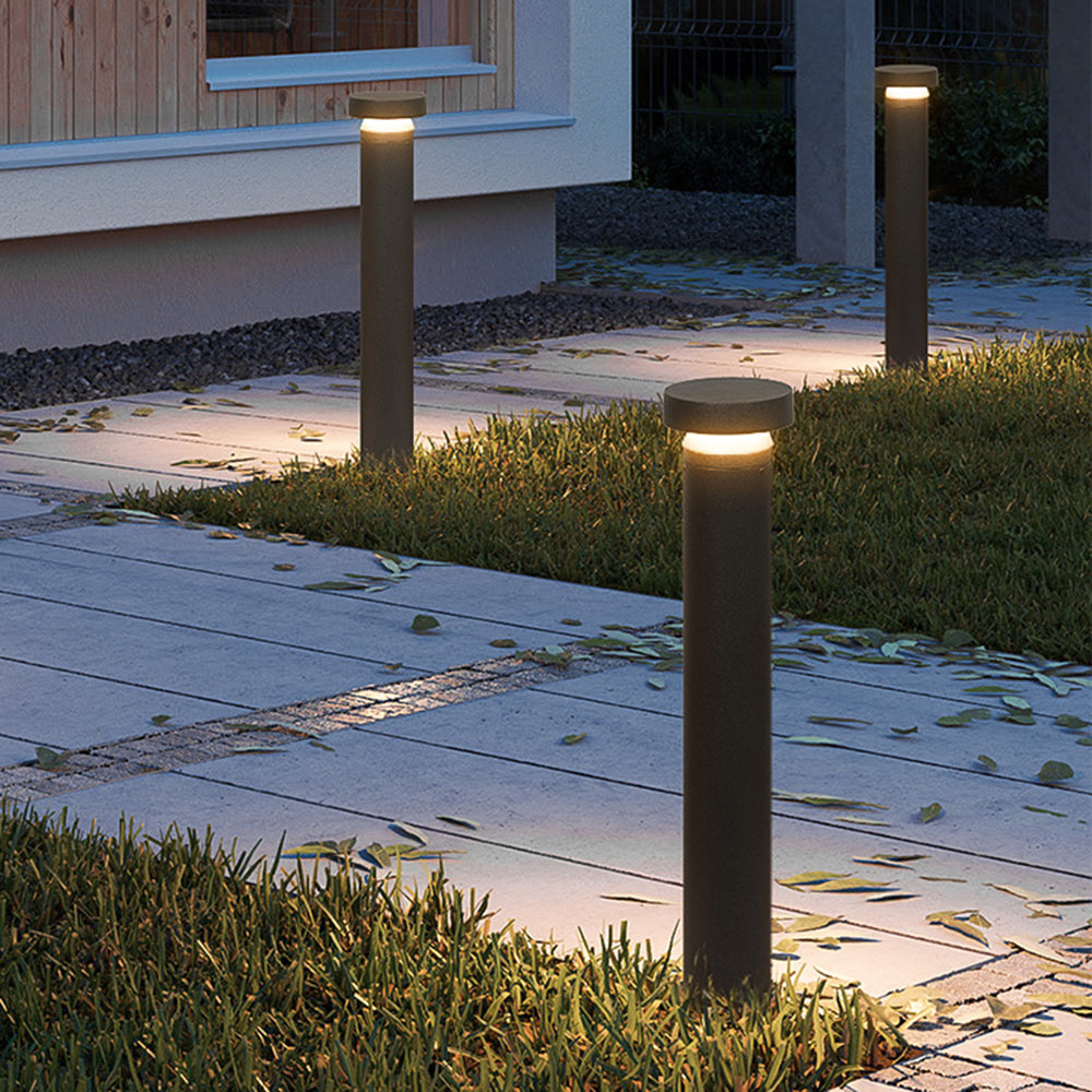 Ray Modern Metal Cylinder Outdoor Path Light, Black - Neutralighting